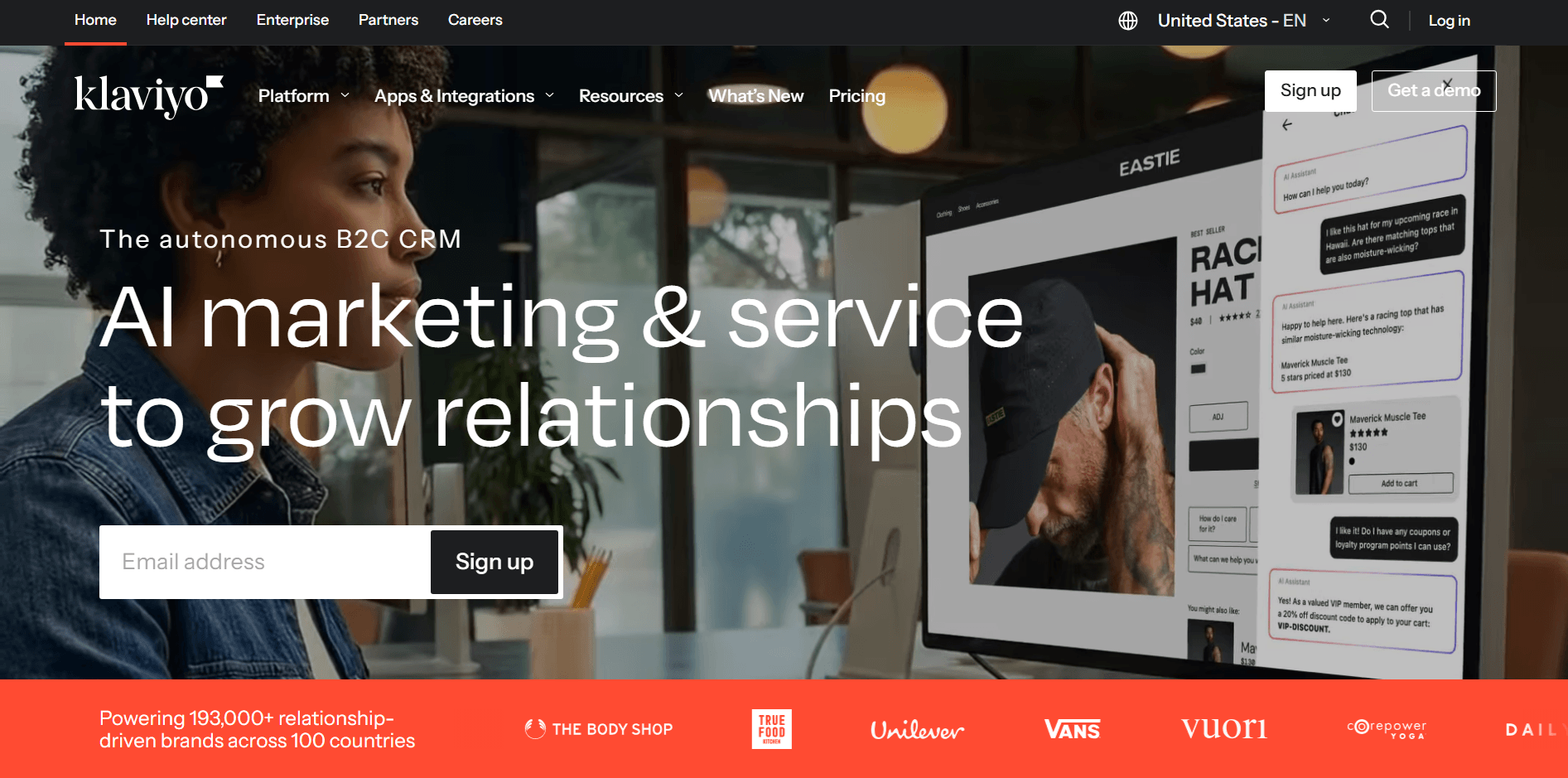 Sendlane alternatives: Klaviyo home page