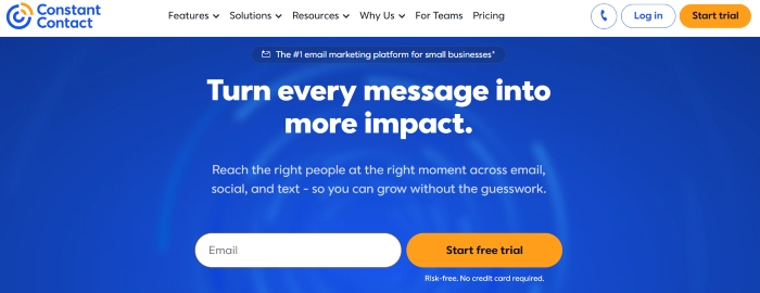 Drip alternatives: Constant Contact home page