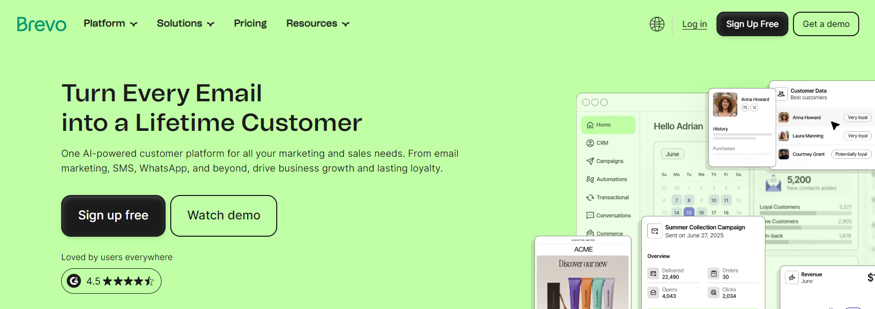 Sender alternatives: Brevo home page