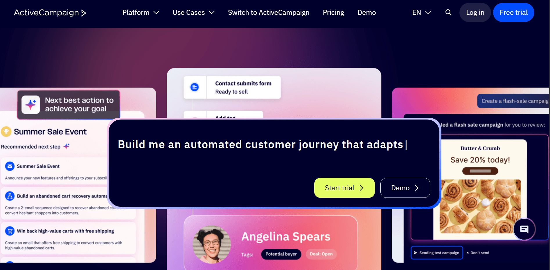 Sendlane alternatives: ActiveCampaign home page