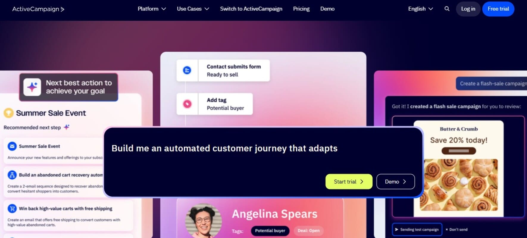 Moosend alternatives: ActiveCampaign home page