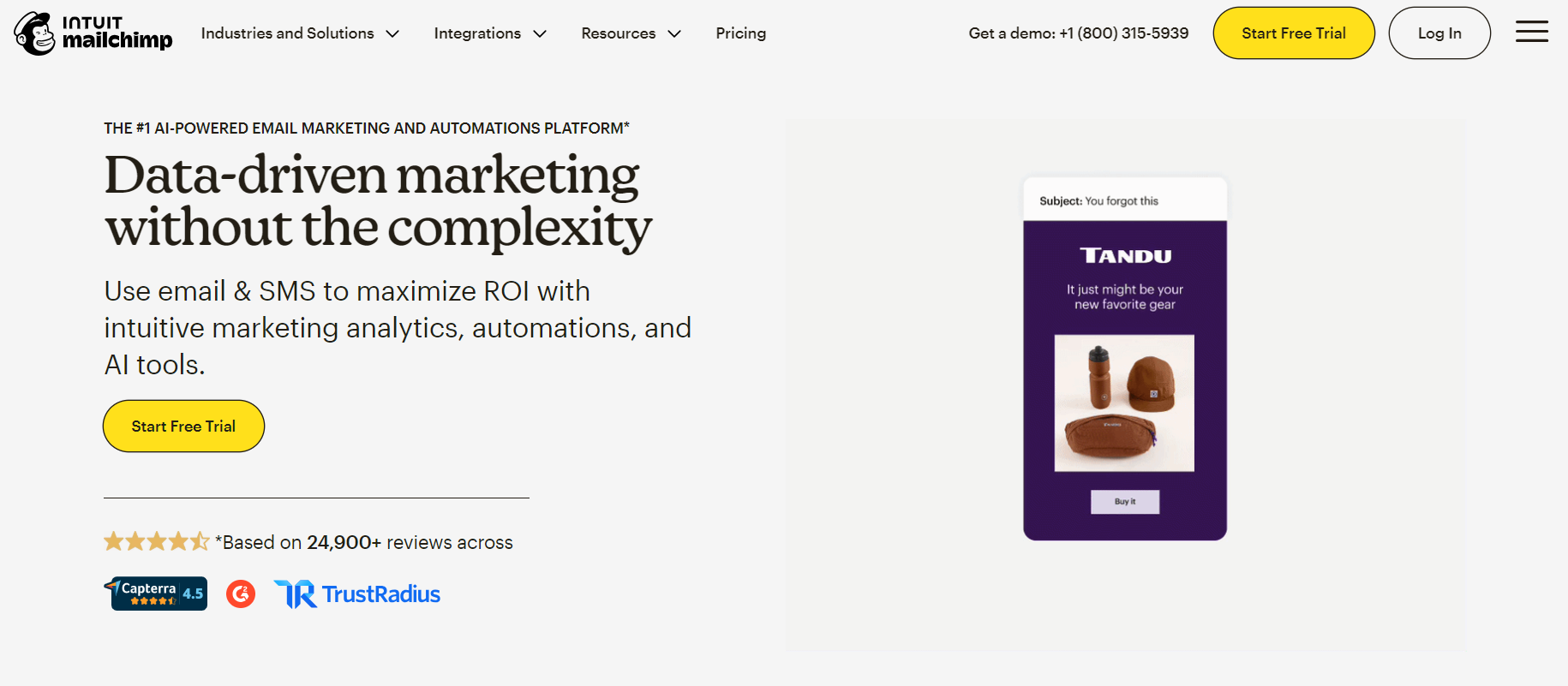 GetResponse alternatives: Mailchimp home page