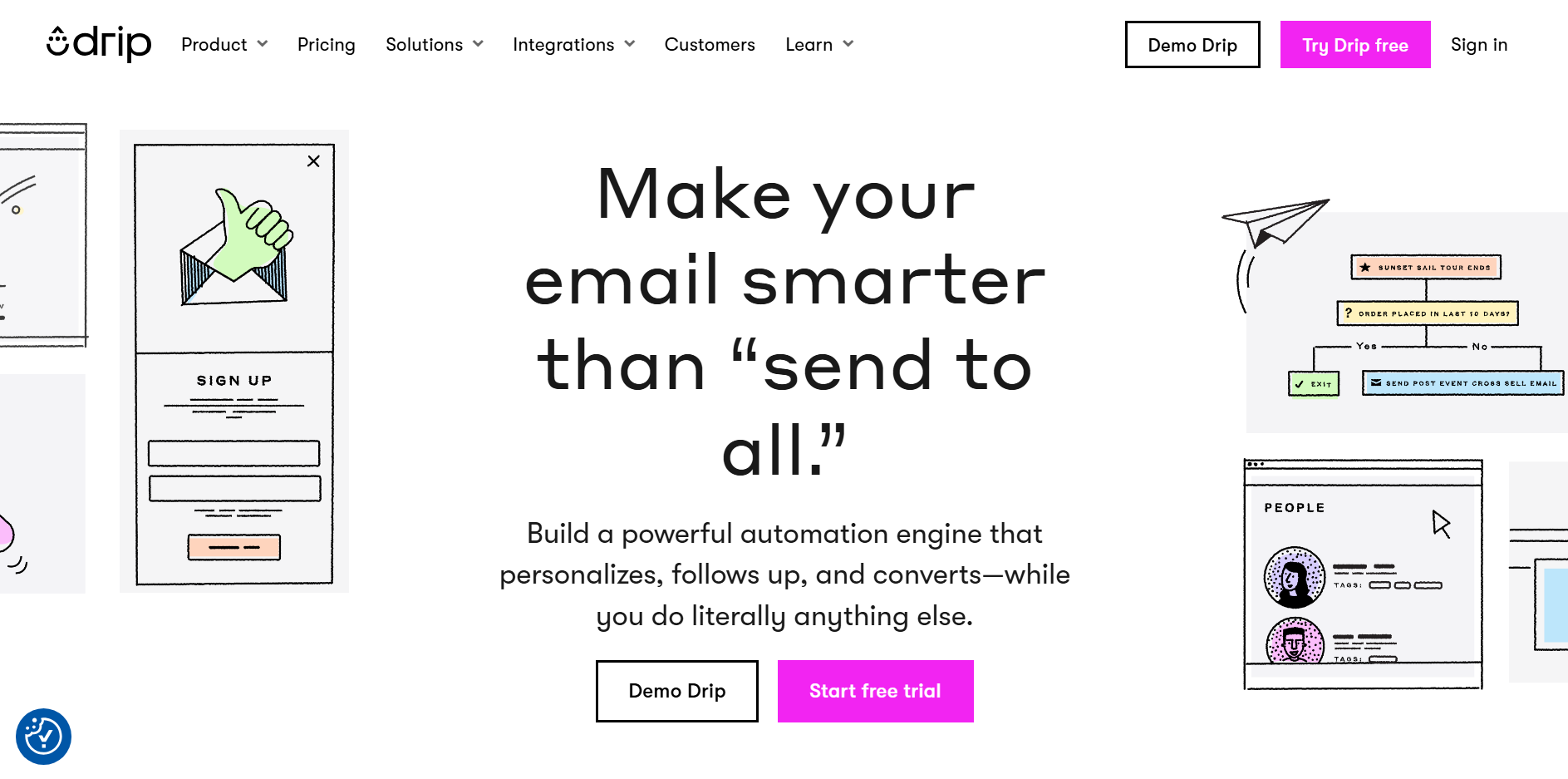 Sendlane alternatives: Drip home page