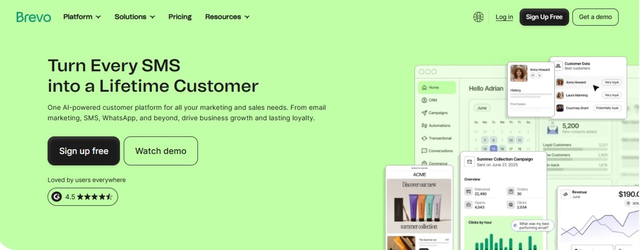 Moosend alternatives: Brevo home page