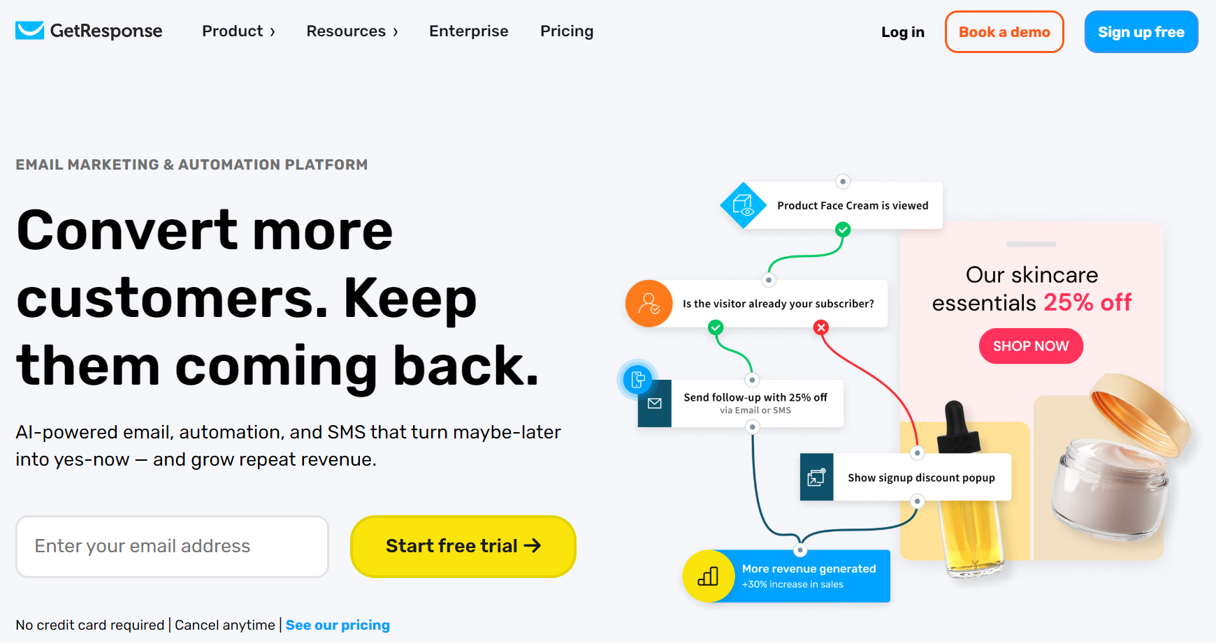 Sender alternatives: GetResponse home page