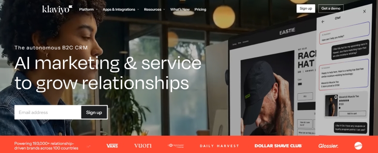 Drip alternatives: Klaviyo home page