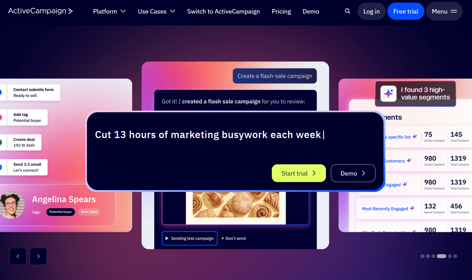 GetResponse alternatives: ActiveCampaign home page