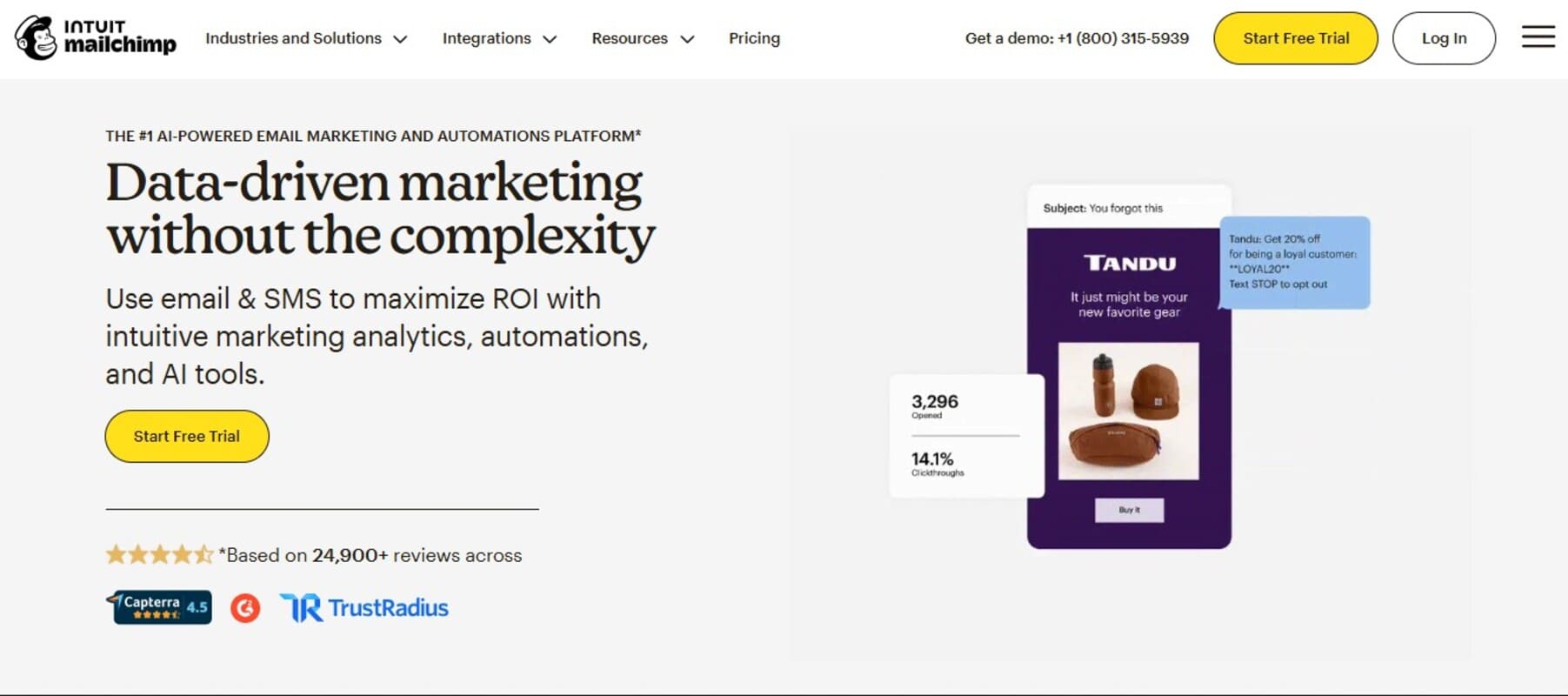 Moosend alternatives: Mailchimp home page