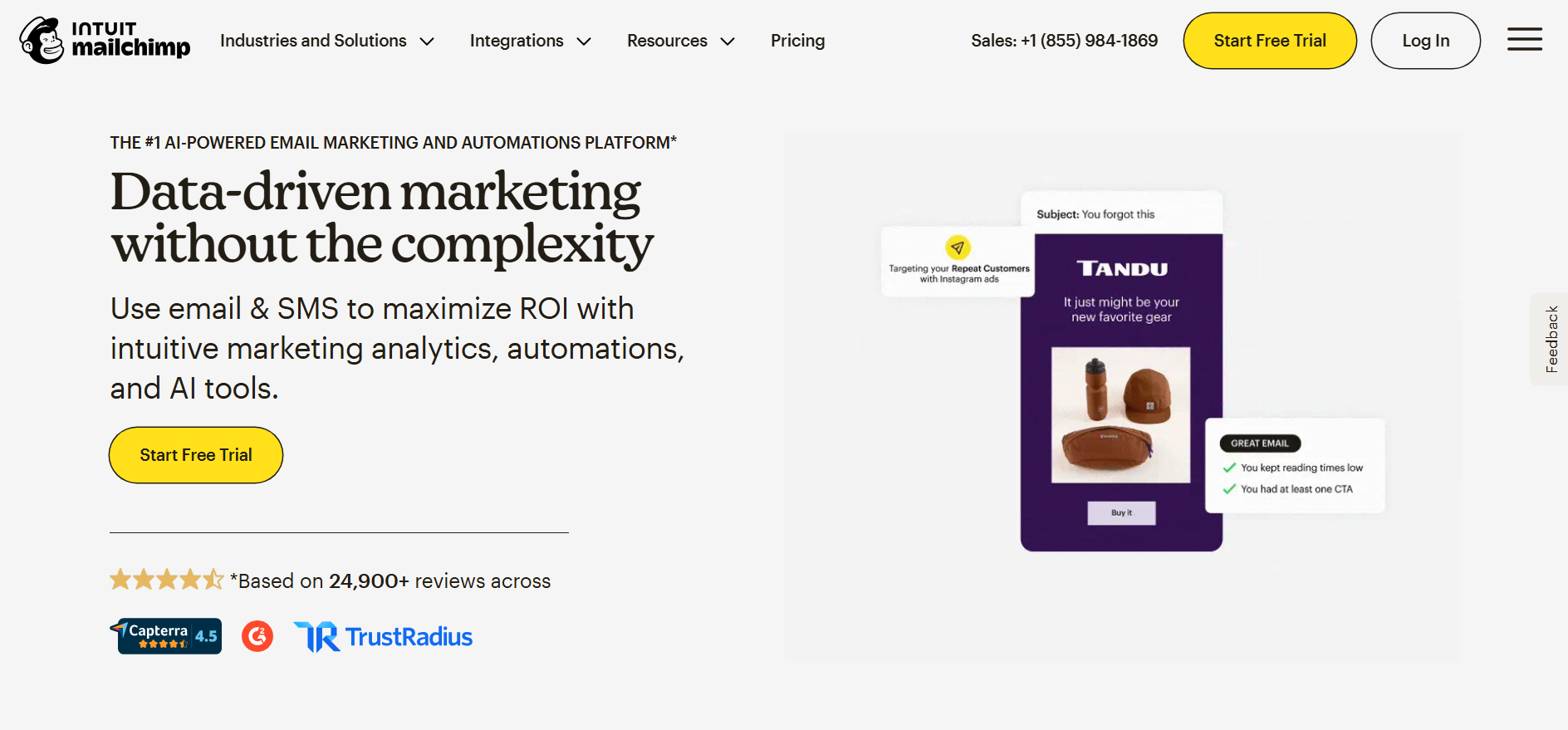 Sendlane alternatives: Mailchimp home page