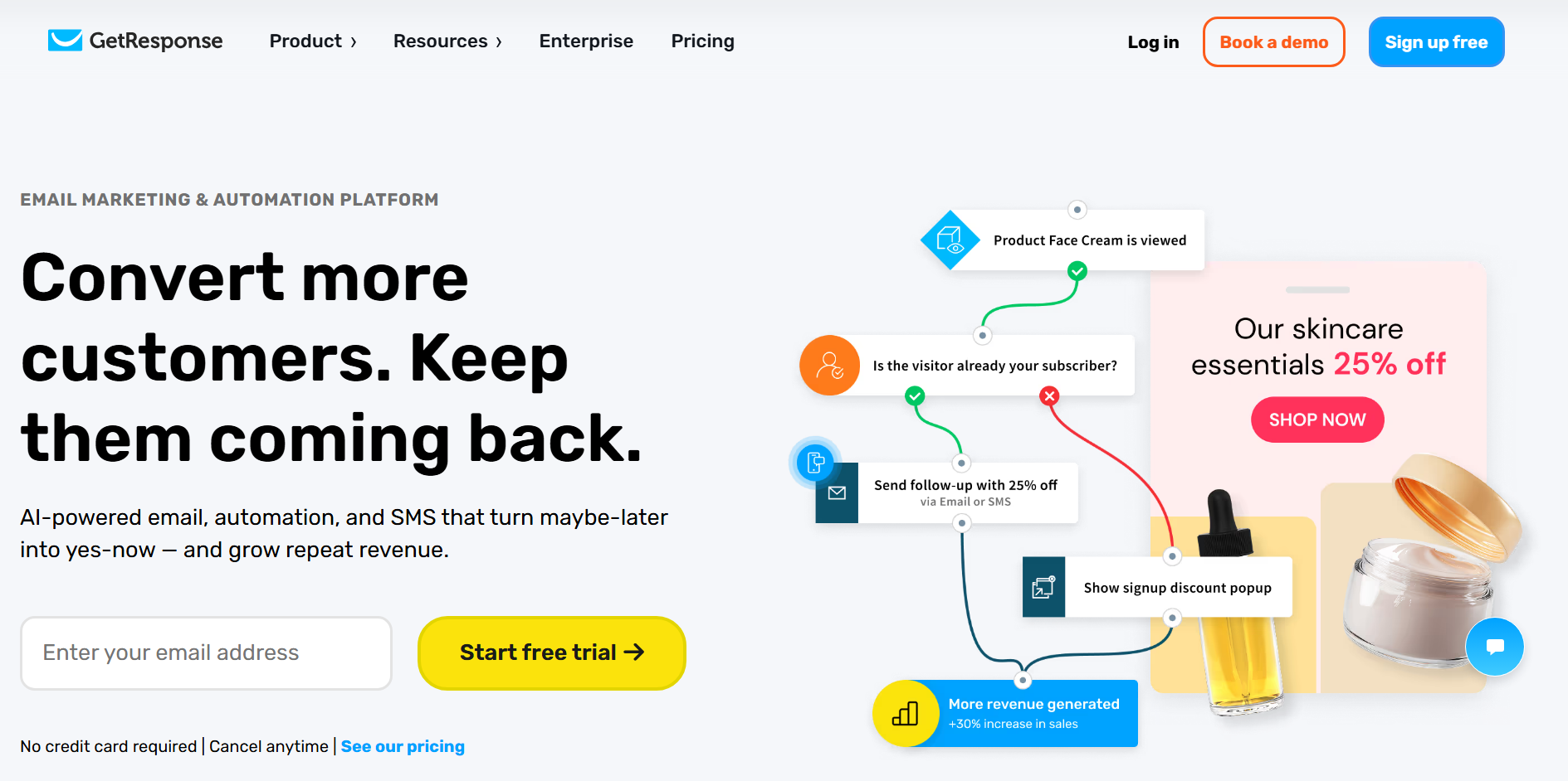 Sendlane alternatives: GetResponse home page