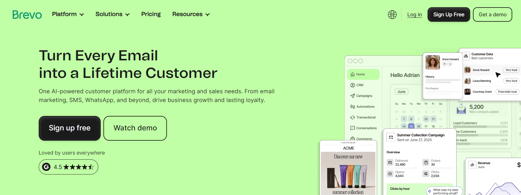 GetResponse alternatives: Brevo home page