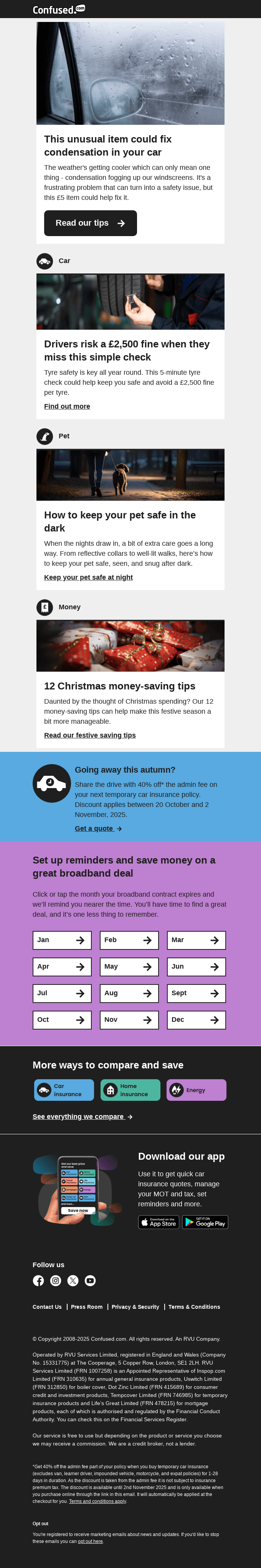 Local email marketing: A news website page displays several article previews with images, headlines, and descriptions, followed by newsletter sign-up sections, social media links, and app download buttons at the bottom.