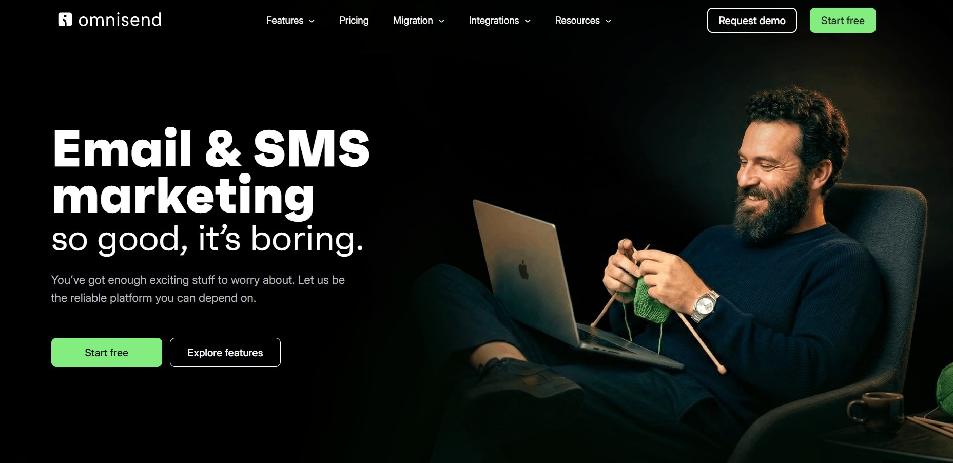 Klaviyo review pricing features: Omnisend home page