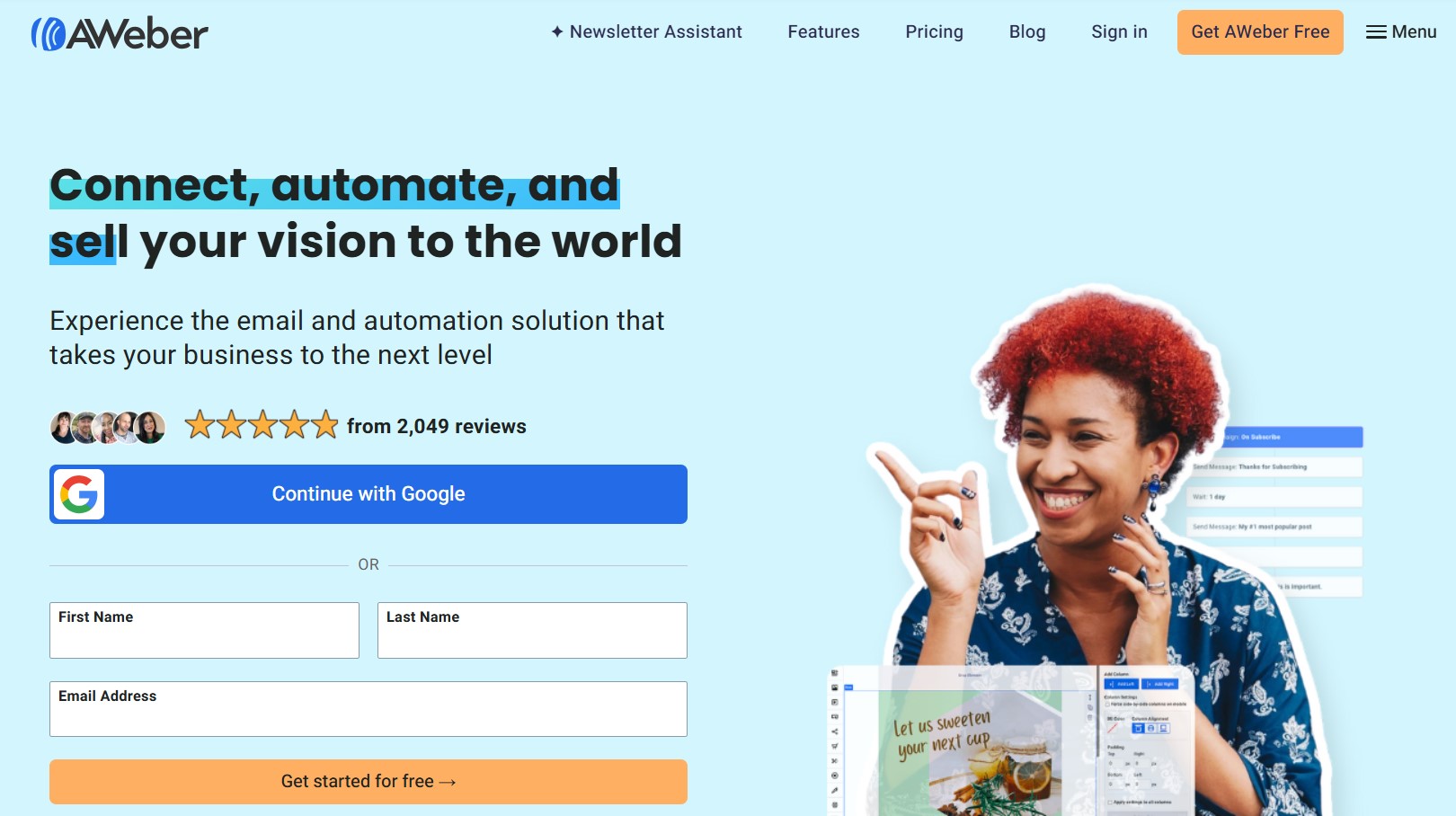 Campaign Monitor alternatives: AWeber home page