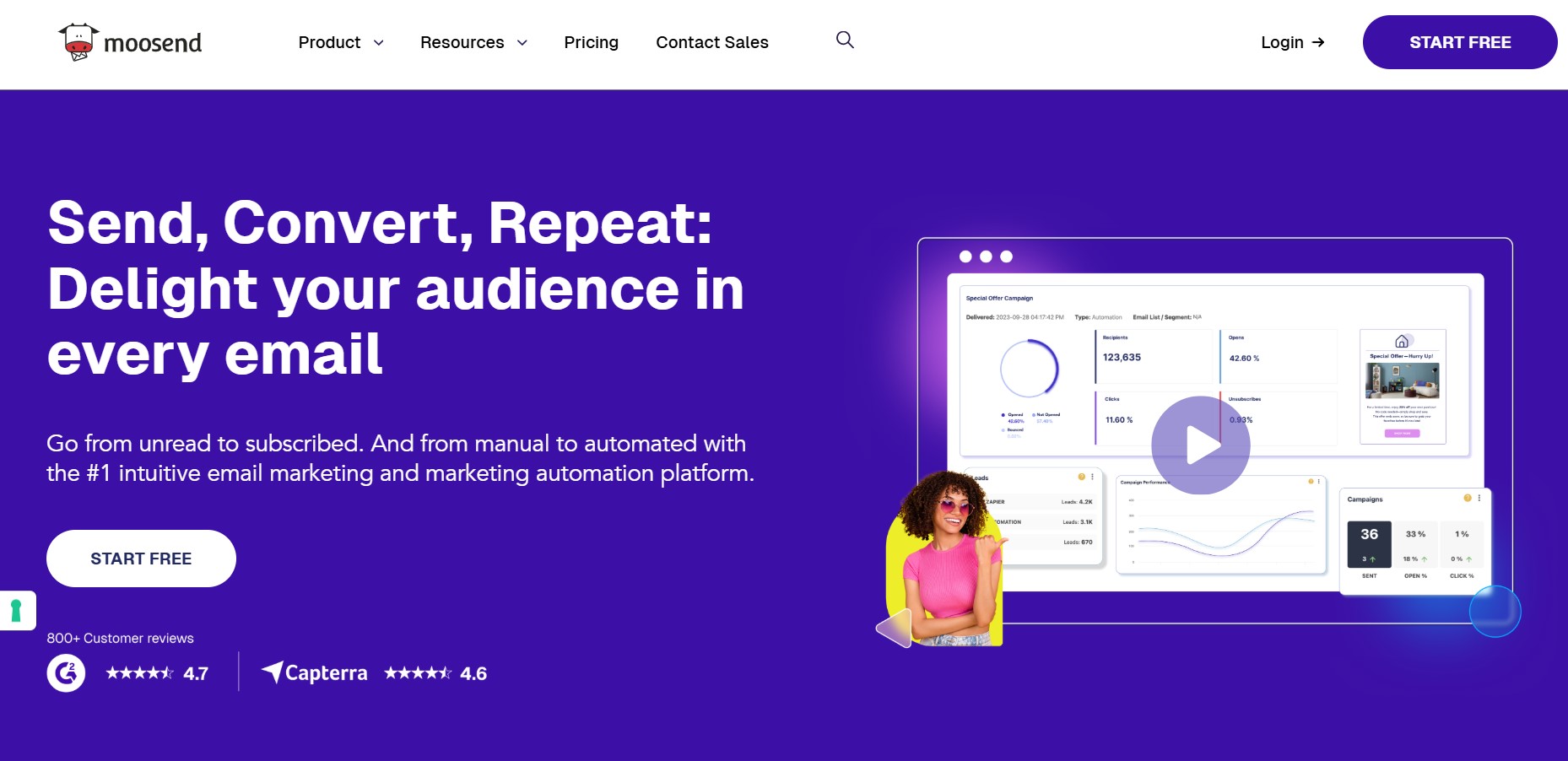 Campaign Monitor alternatives: Moosend home page