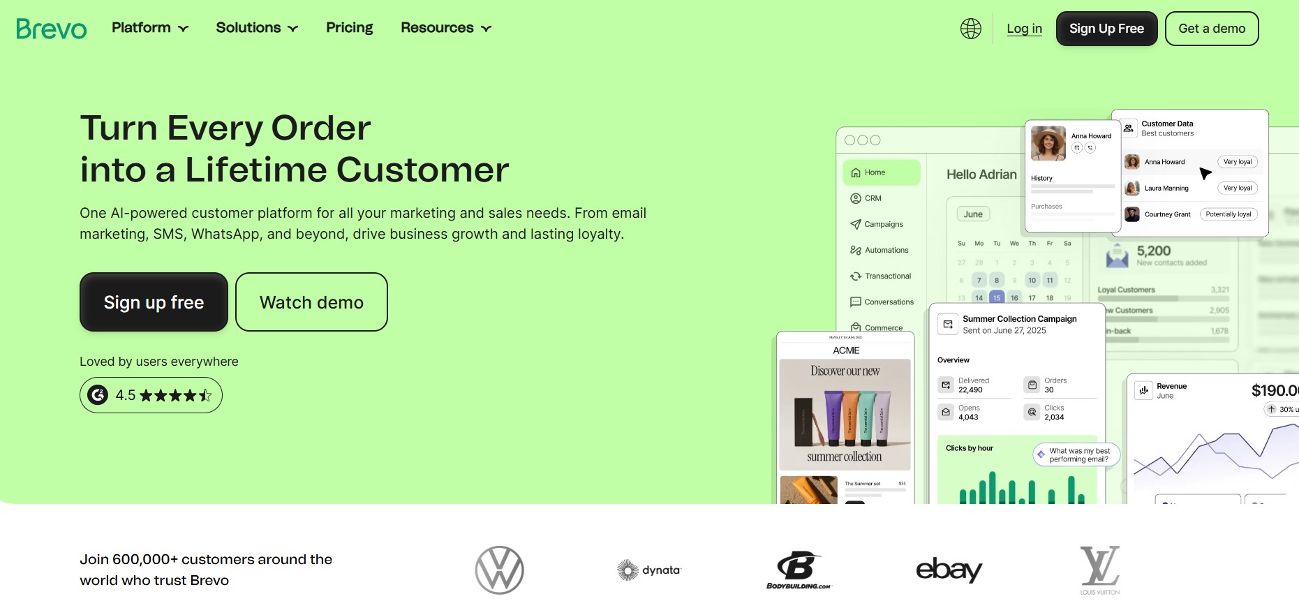 Campaign Monitor alternatives: Brevo home page