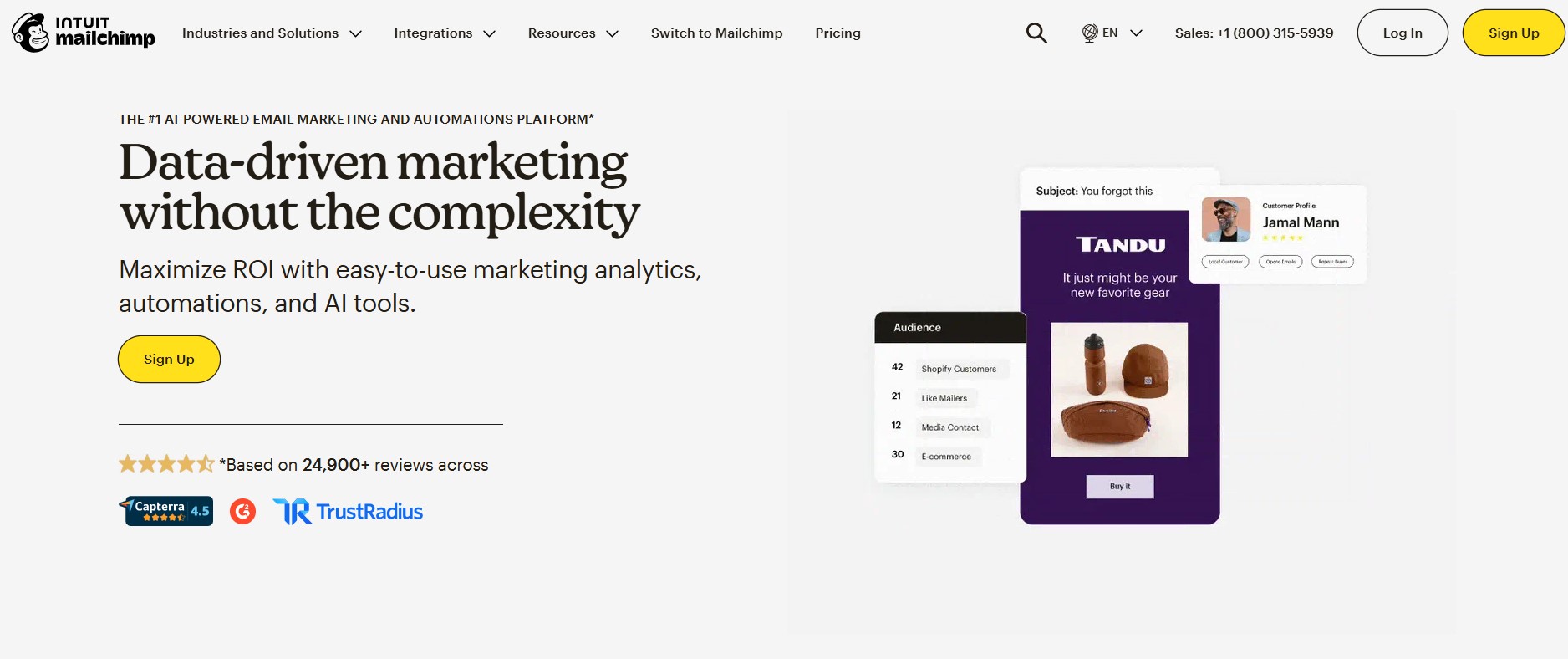 Campaign Monitor alternatives: Mailchimp home page