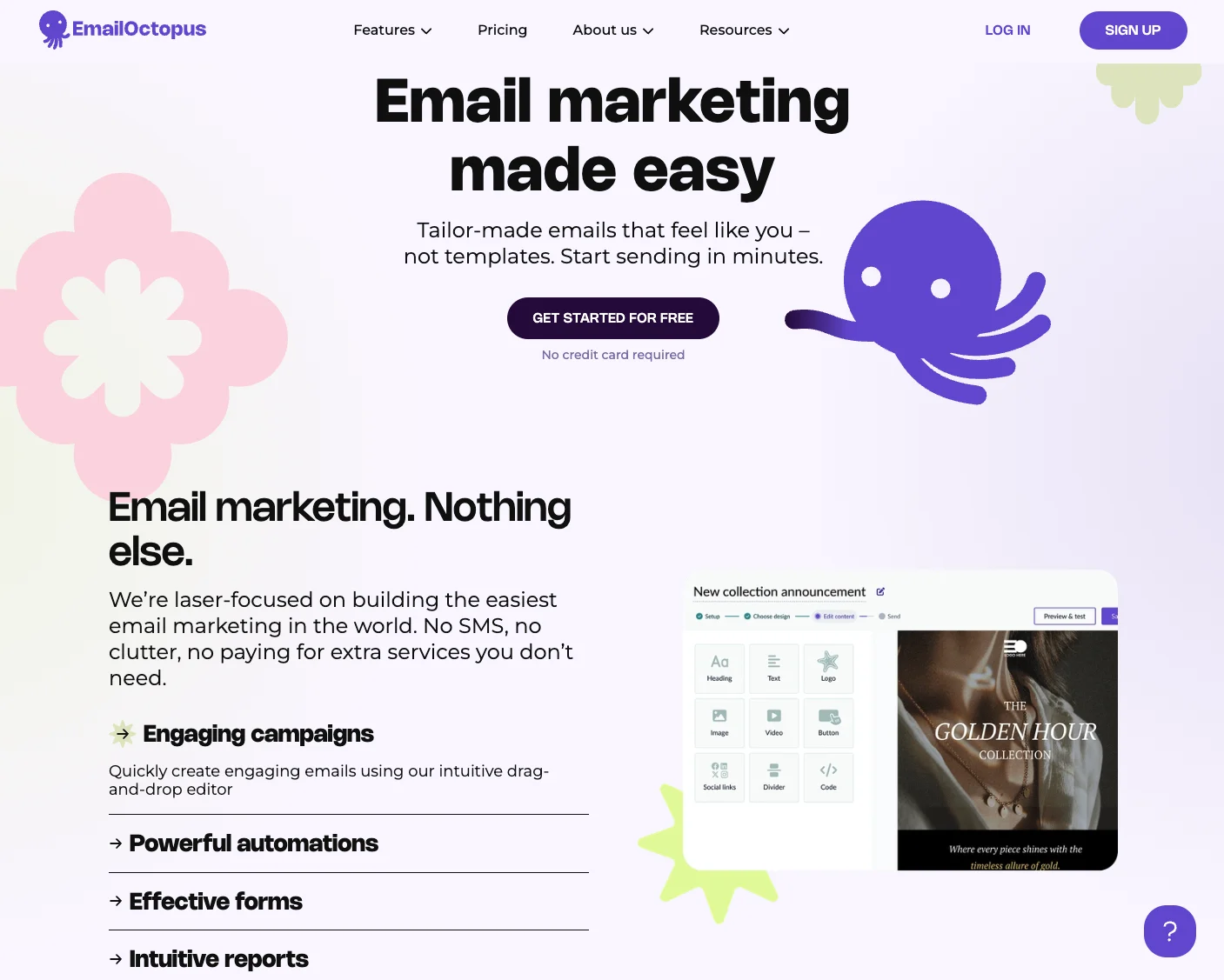 EmailOctopus homepage