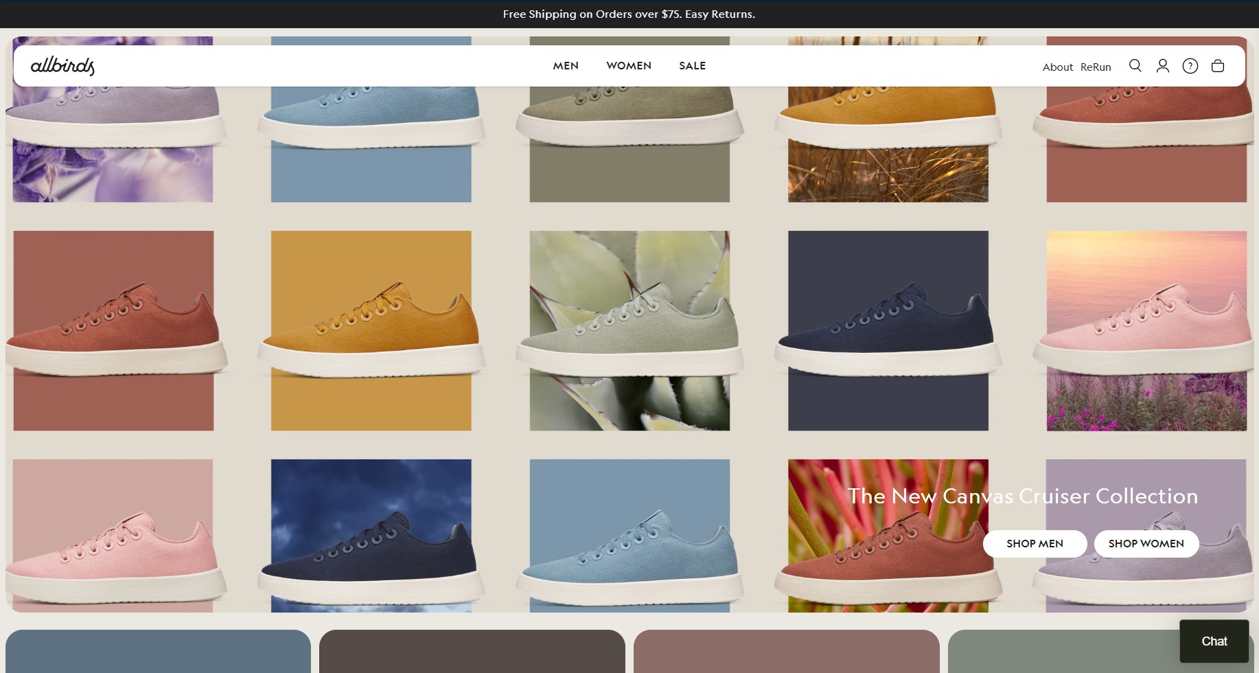 Ecommerce website examples: allbirds home page