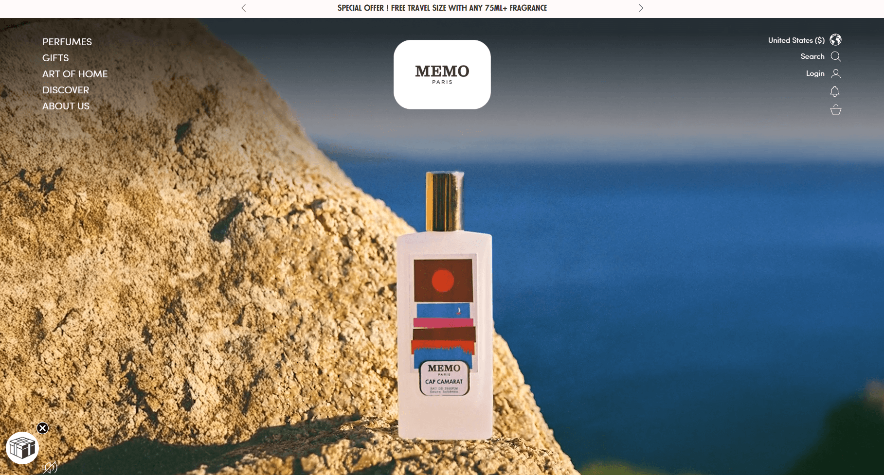 Ecommerce website examples: memo paris home page