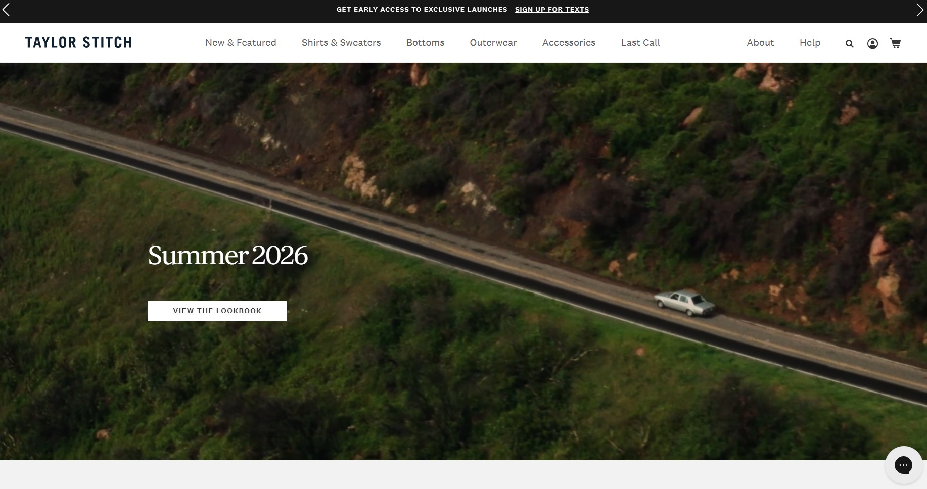Ecommerce website examples: taylor Stitch home page