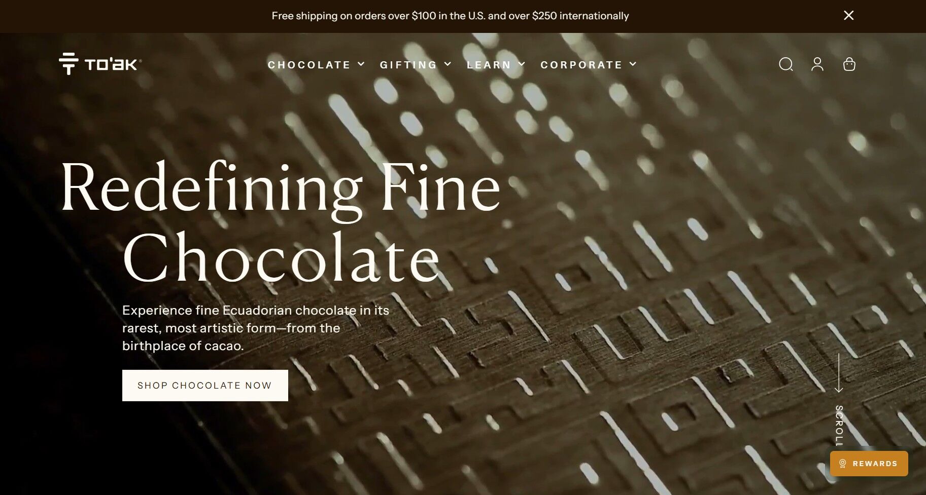 Ecommerce website examples: toak home page