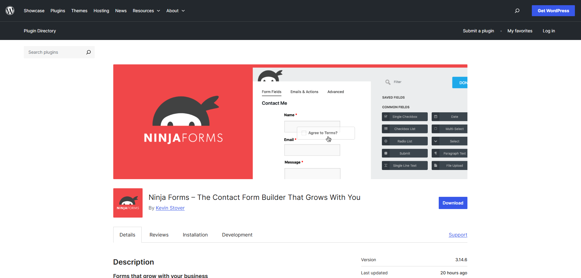 Link to an email in WordPress: Ninja Forms drag-and-drop form builder in WordPress.