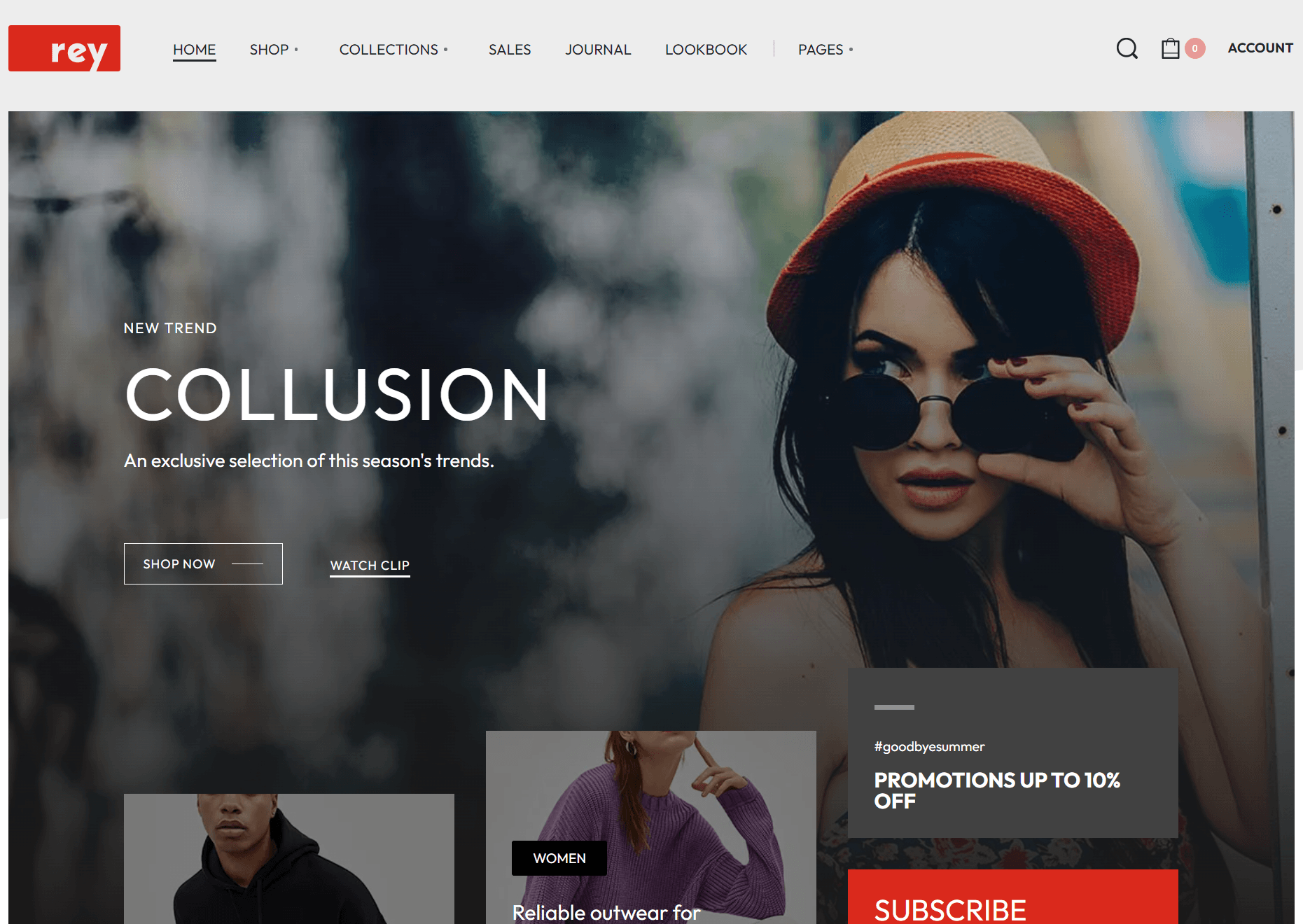 WordPress ecommerce themes: Rey demo