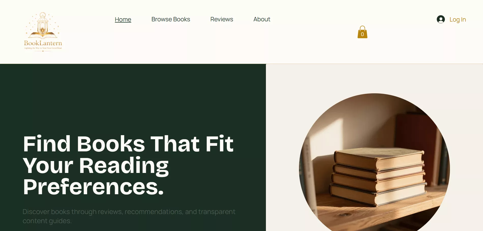Wix stores examples: Book Lantern home page