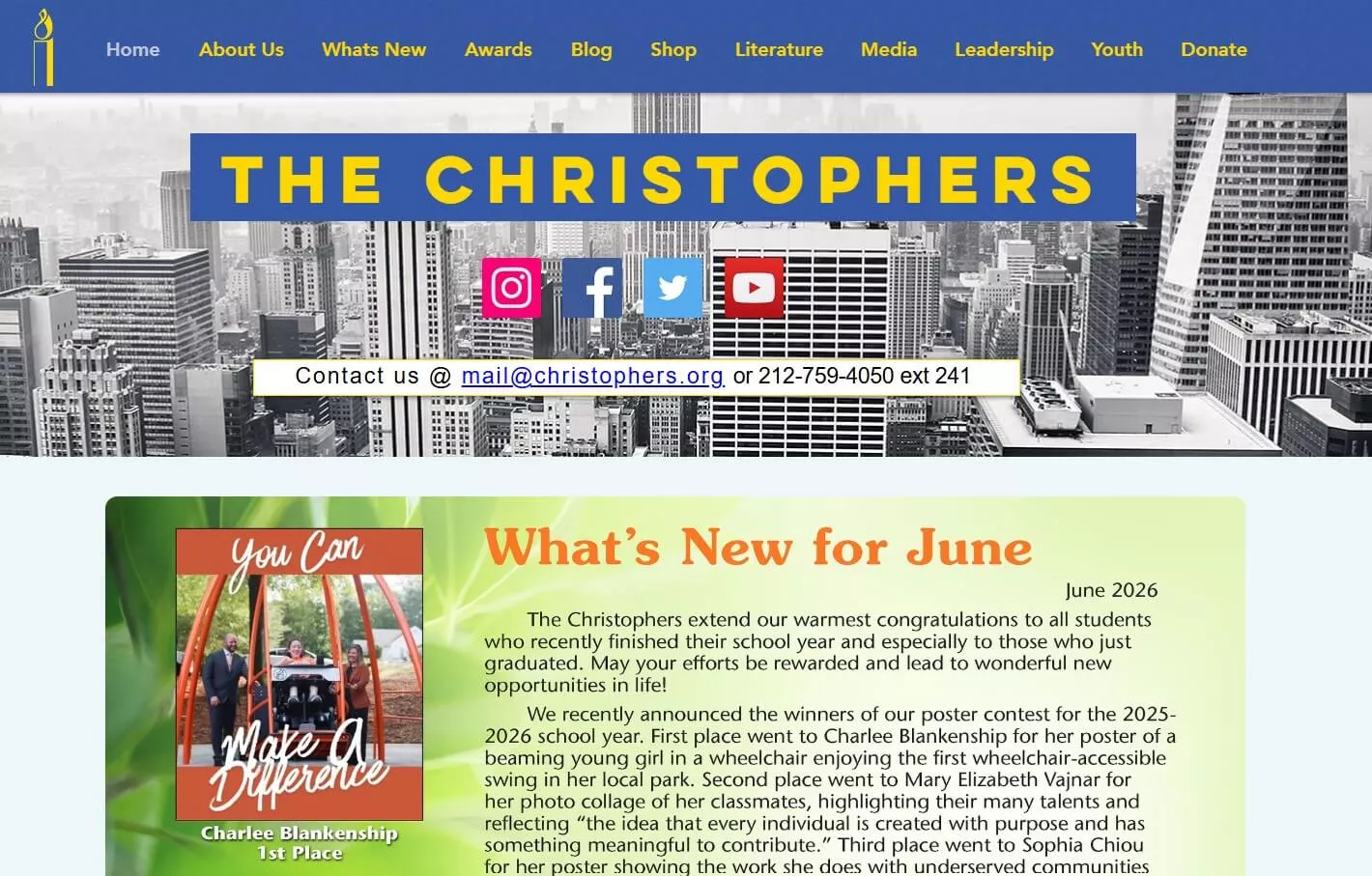Wix stores examples: The Christophers home page