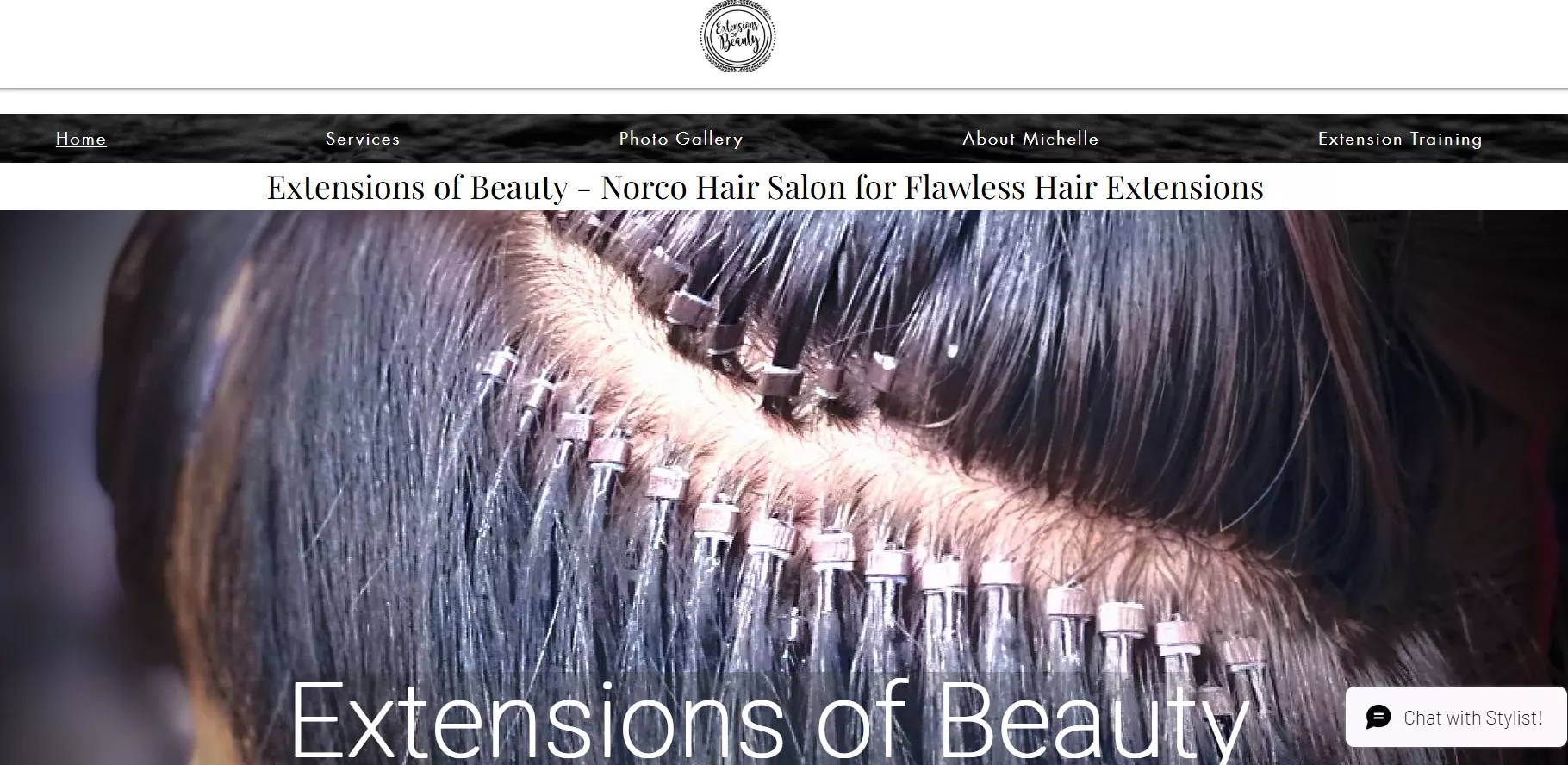 Wix stores examples: Extensions of Beauty home page