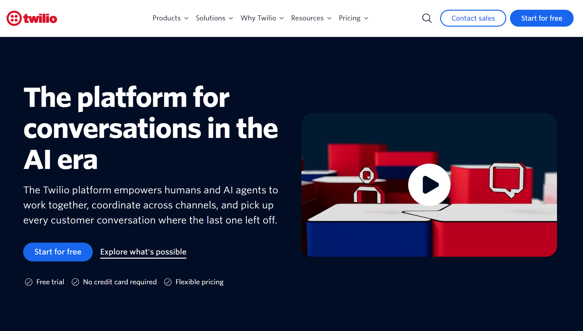 Attentive alternatives: Twilio home page