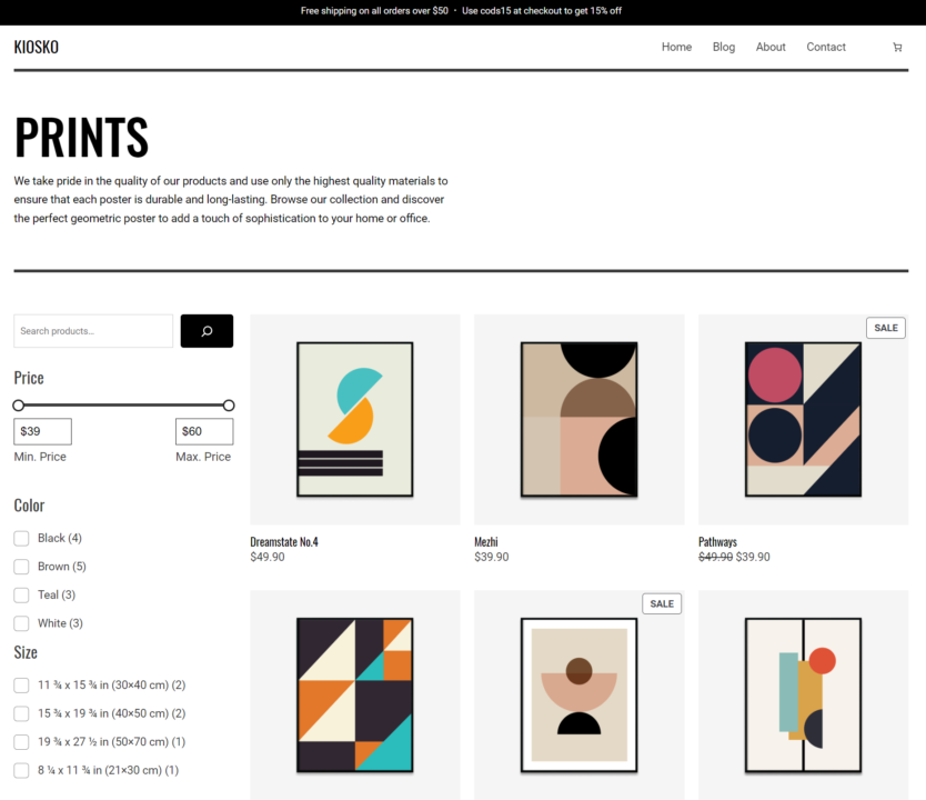 WordPress ecommerce themes: Kiosko demo