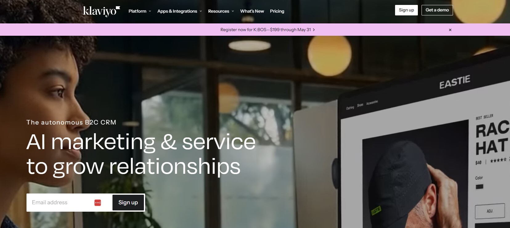 Customer lifecycle software: Klaviyo home page