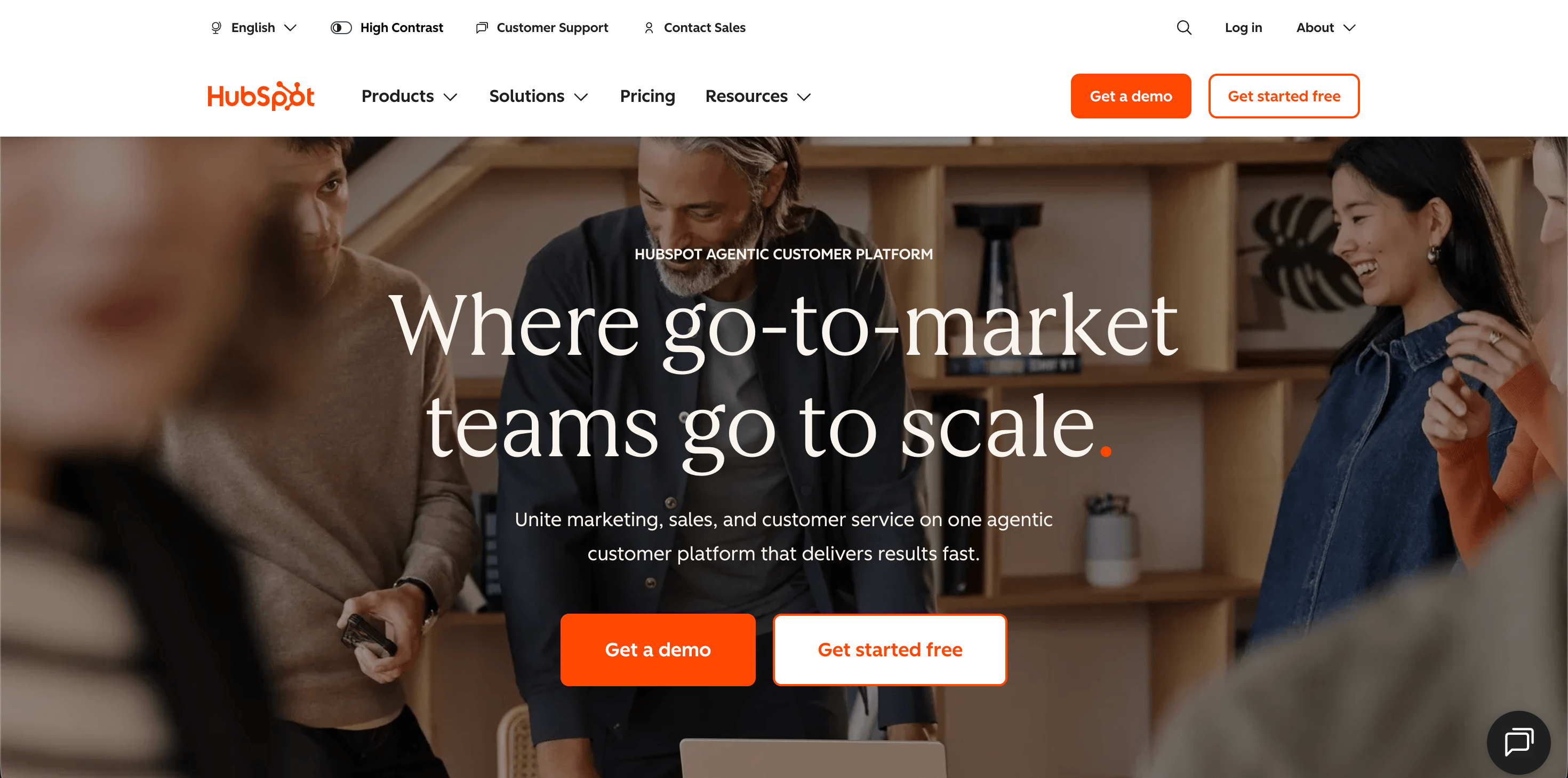 Customer lifecycle software: HubSpot home page