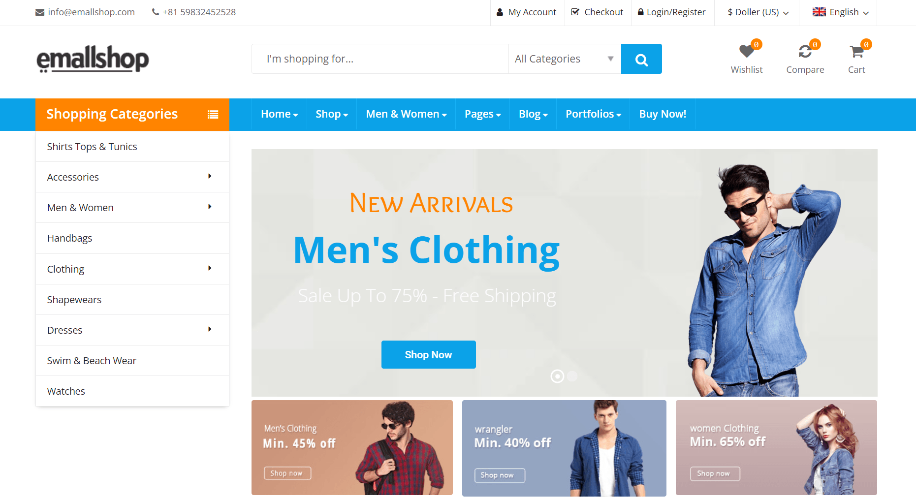 WordPress ecommerce themes: EmallShop demo