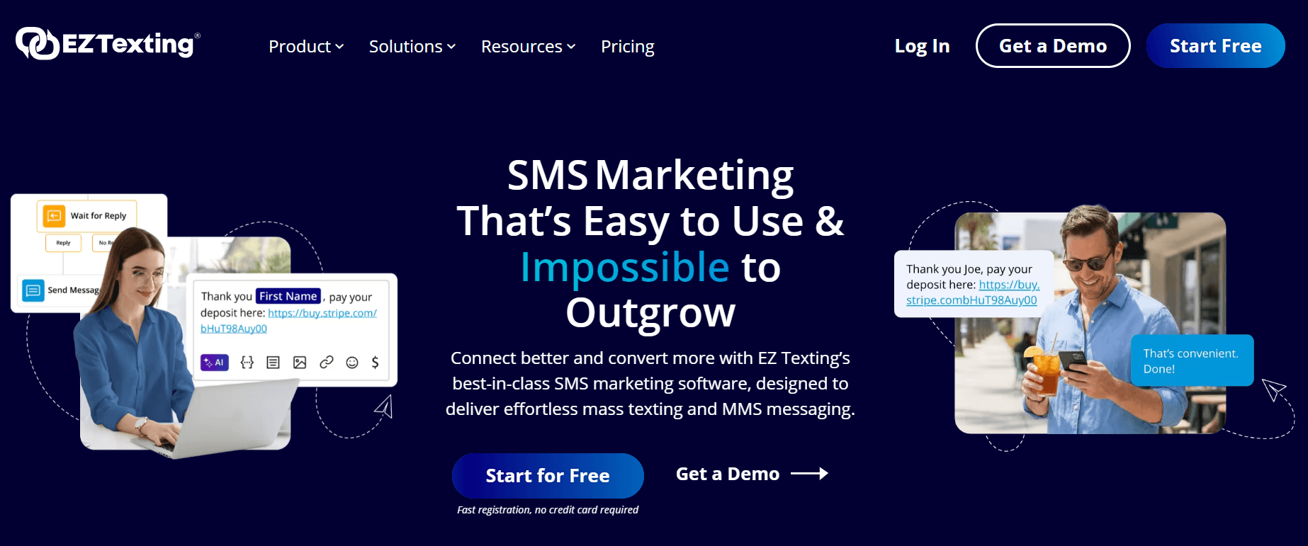 Attentive alternatives: EZ Texting home page