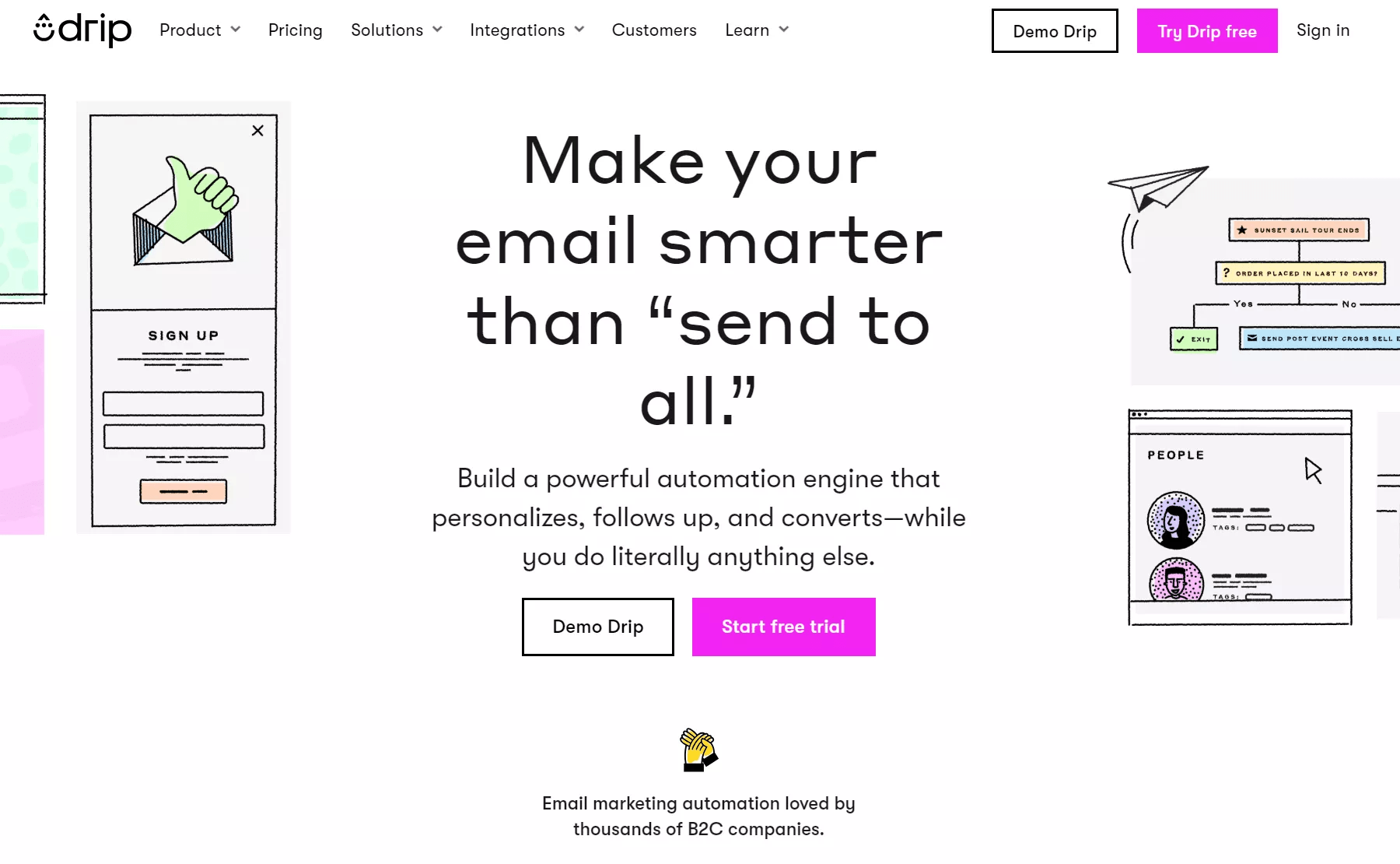 Email automation tools: Drip home page