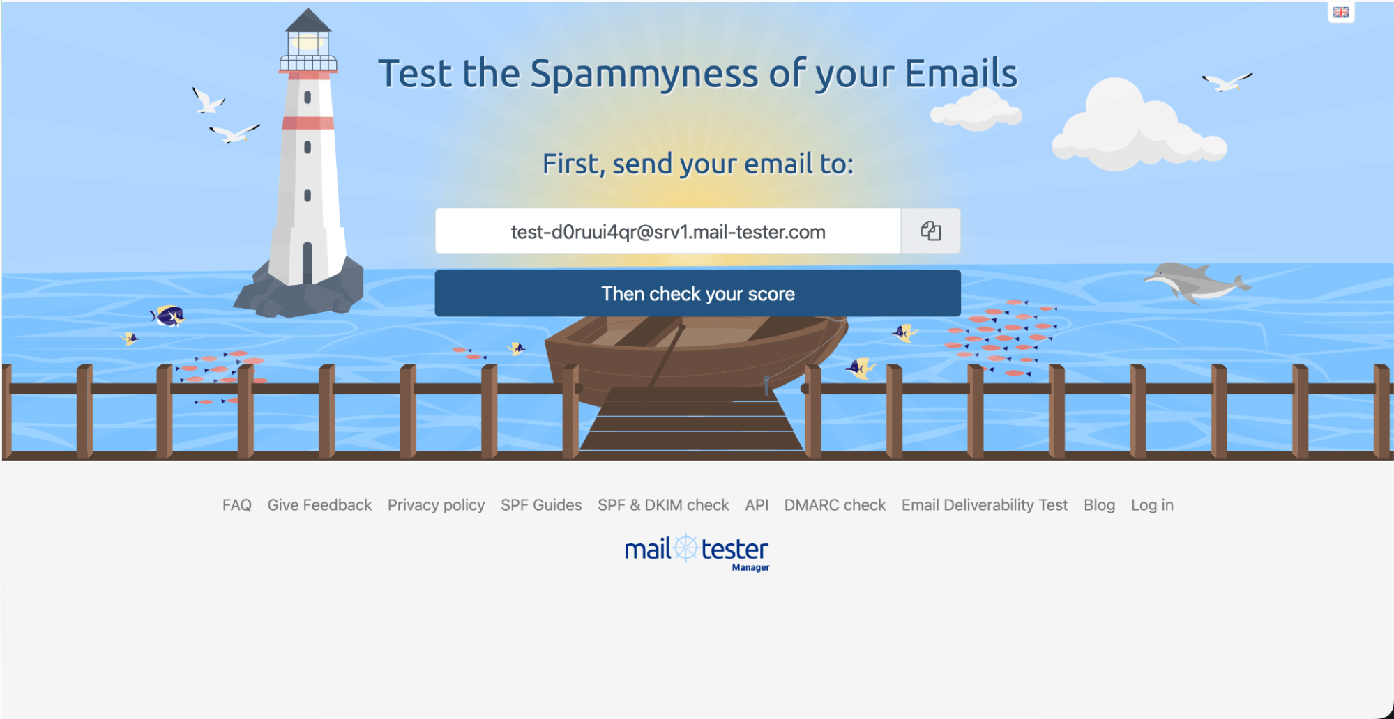 Avoid spam filters: mail-tester home page