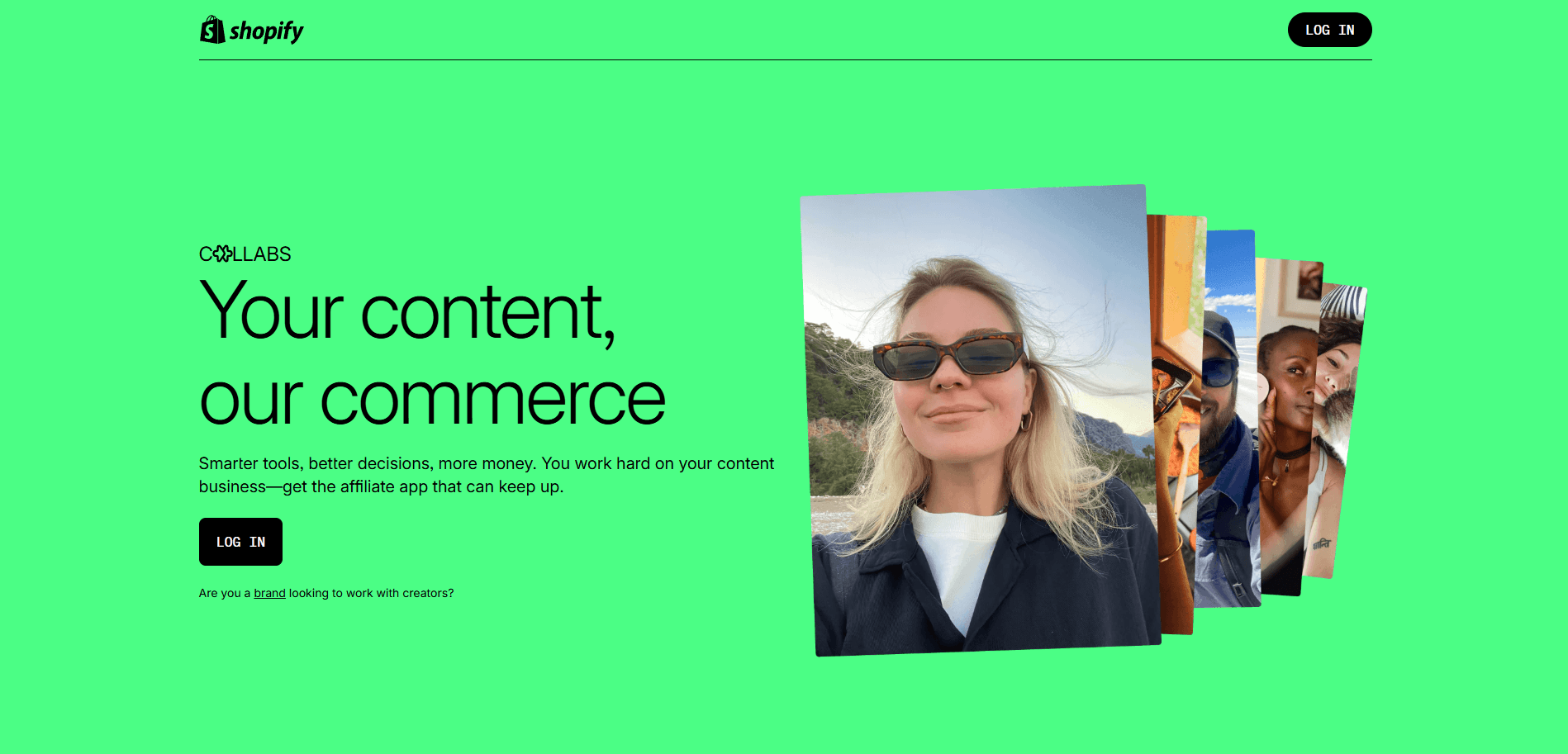Shopify Collabs: Shopify Collabs home page
