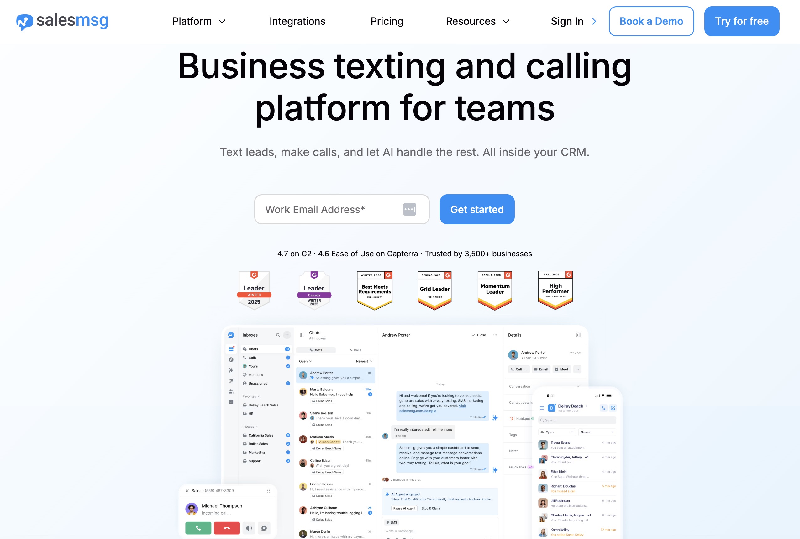 EZ texting alternatives: Salesmsg home page