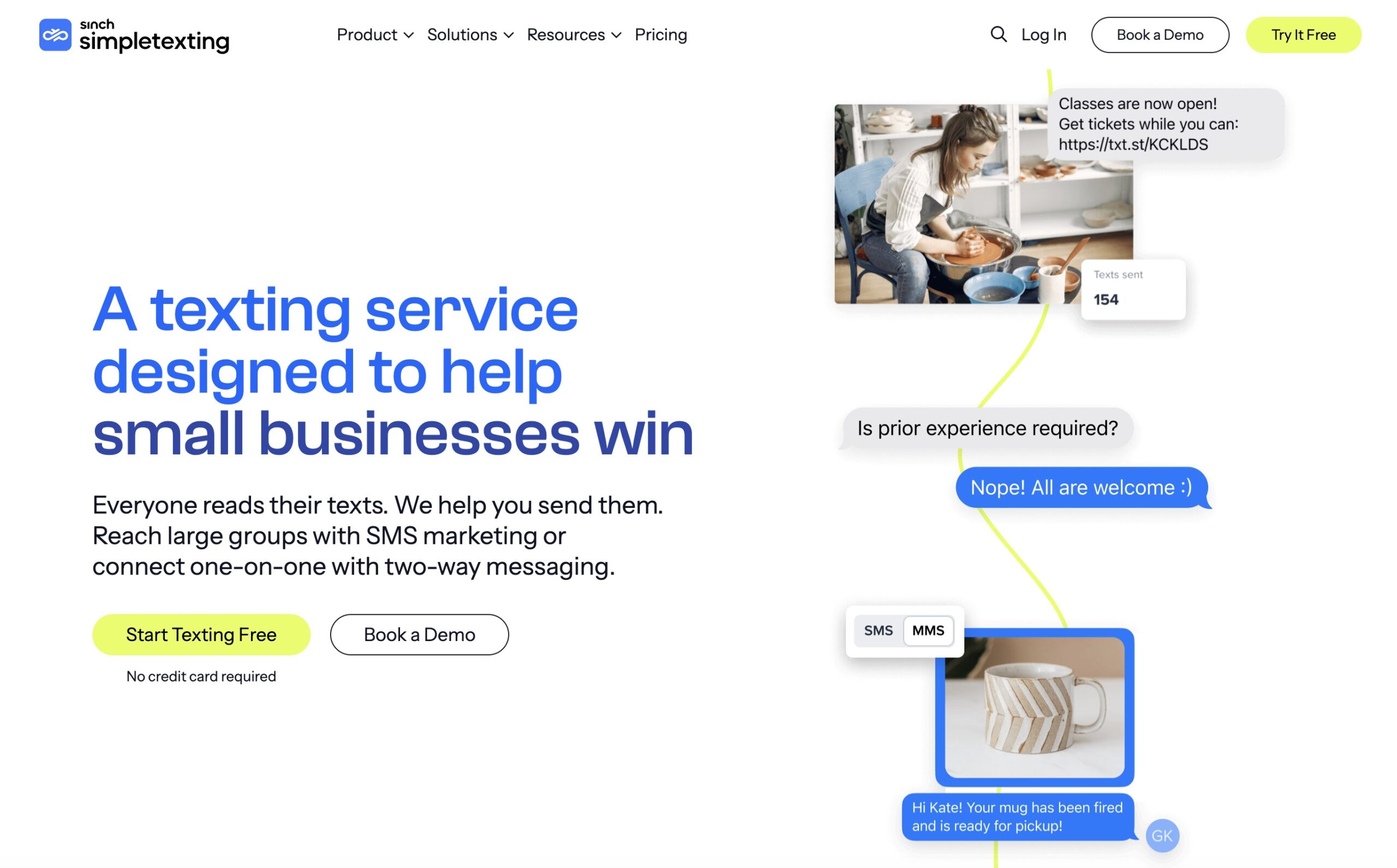 EZ texting alternatives: SimpleTexting home page