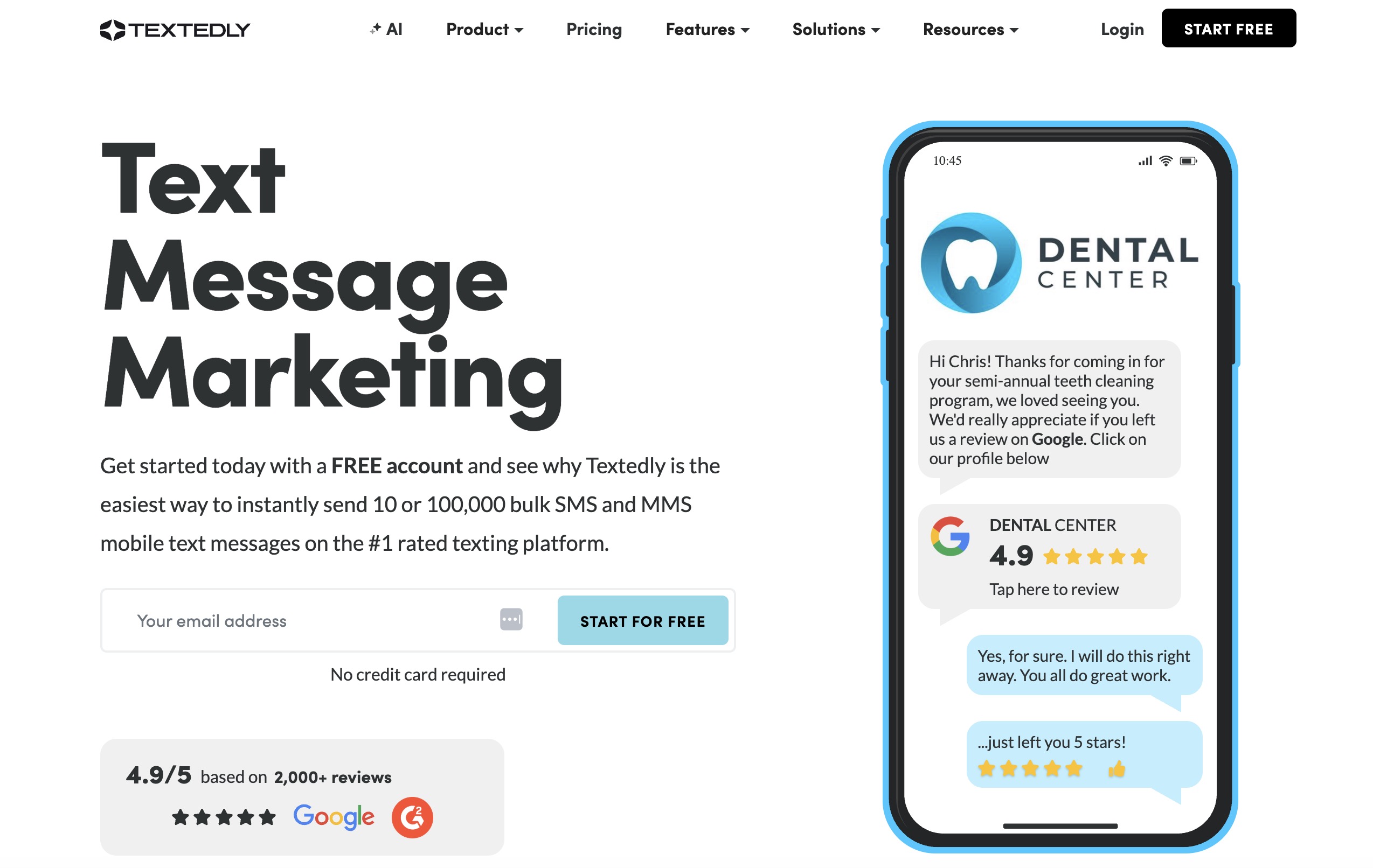 EZ texting alternatives: Textedly home page