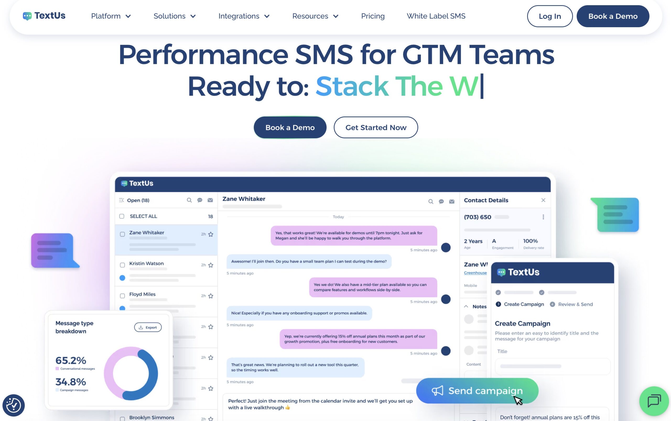 EZ texting alternatives: TextUs home page