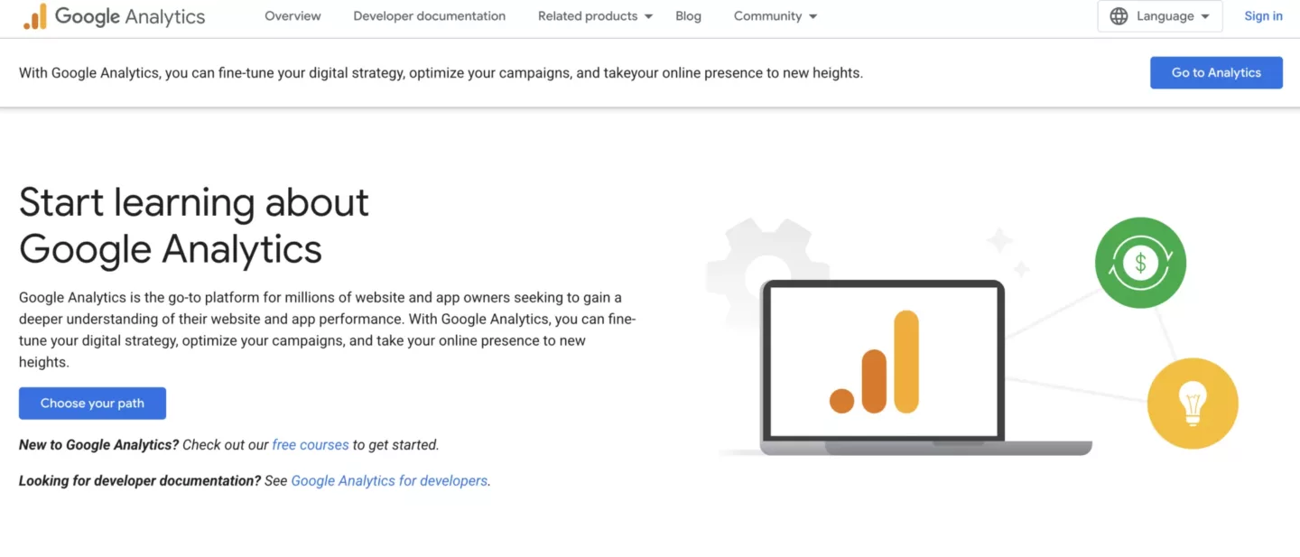 Google Analytics page