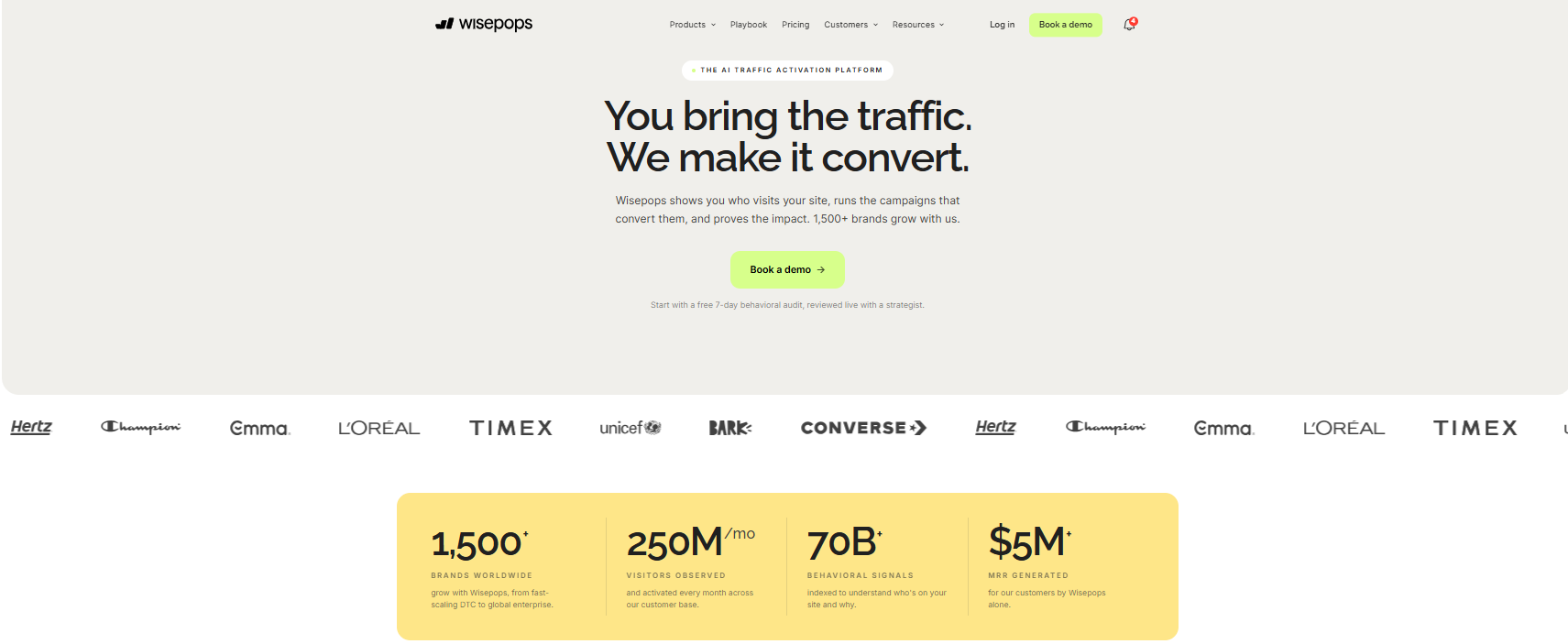 Wisepops homepage
