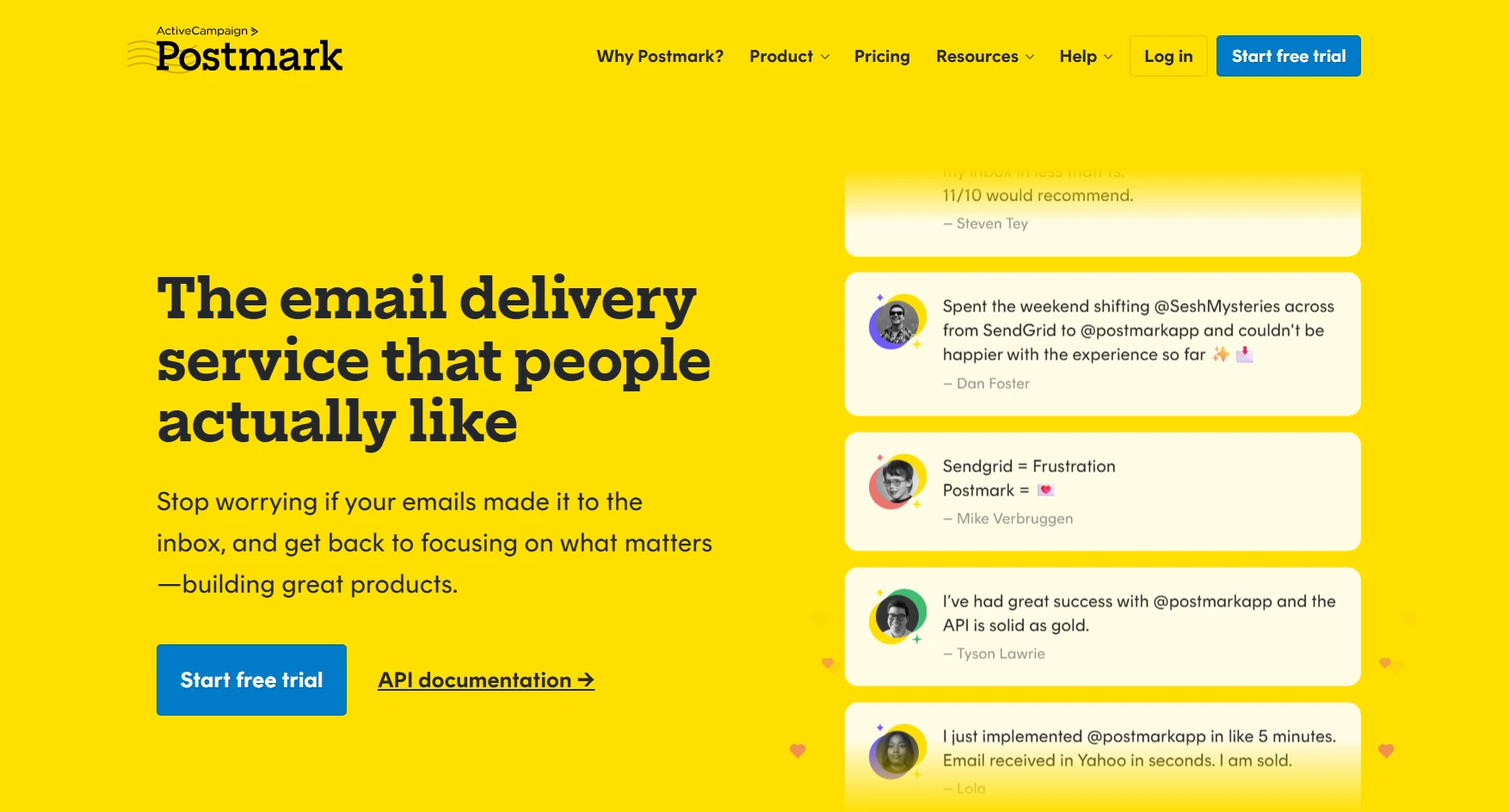 Home page saying: Email delivery service that ensures your emails reach inboxes so you can focus on what matters for your product.