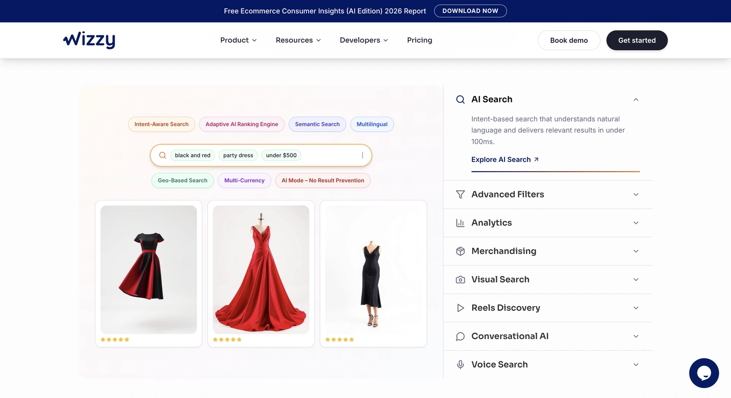 A search for Red dress, silk, sleeveless with three dress results displayed below the search bar.