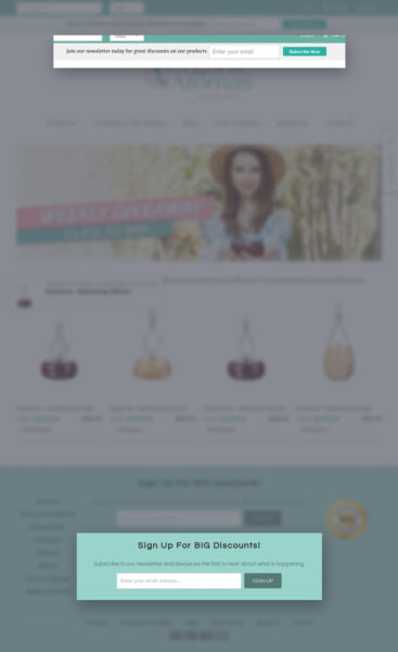 Organic Aromas signup boxes