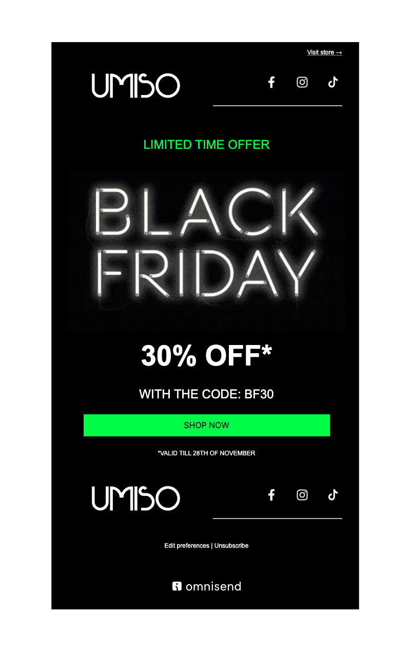 Newsletter template Black Friday